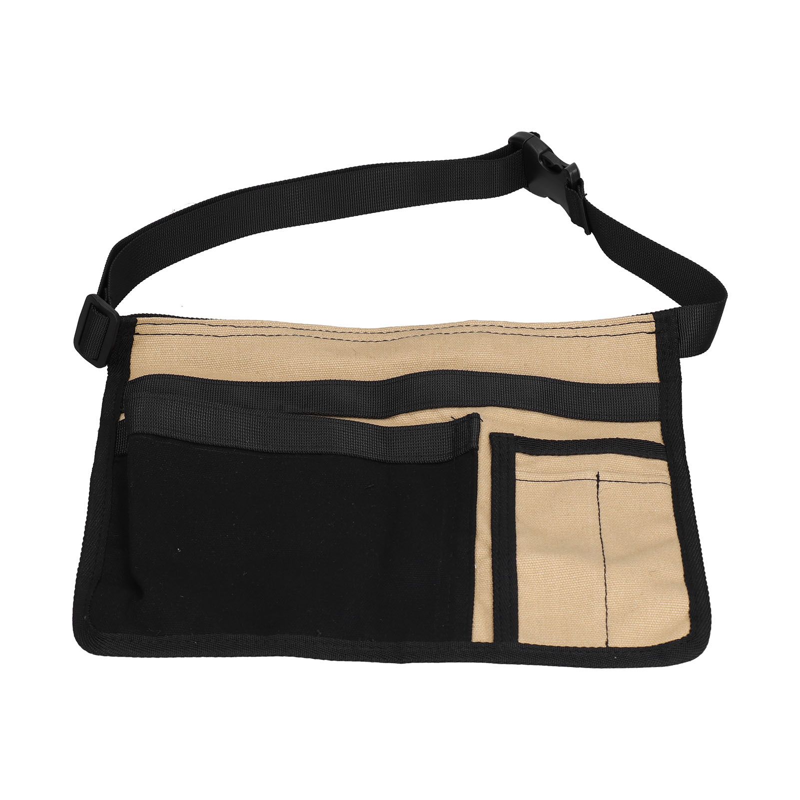 Tool Waist Bag Lightweight Multi Pocket Oxford Cloth Waist Tool Pouch for Garden Climbing Outdoor(Black Khaki ) - Image 8