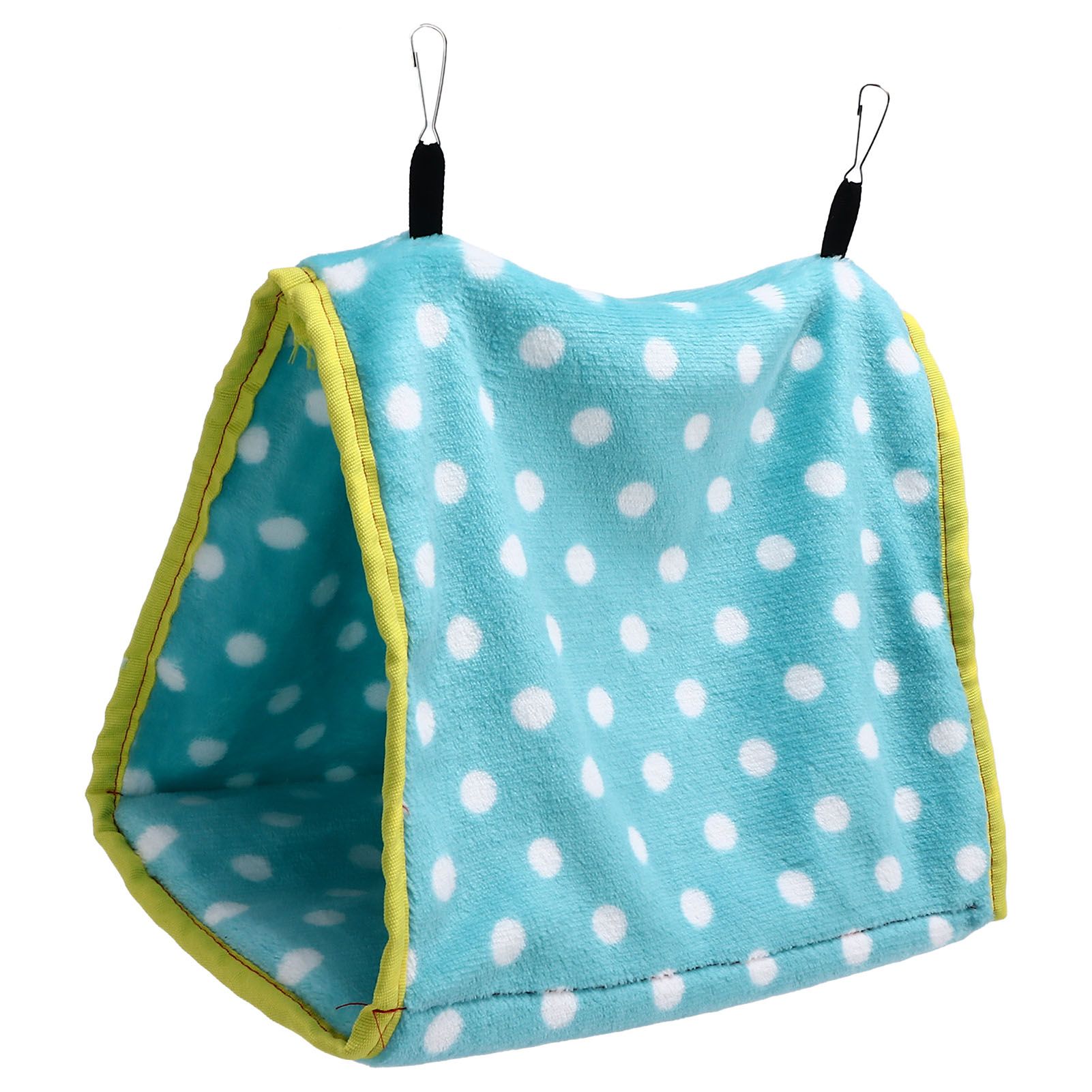 Bird Bed Foldable Portable Comfortable Flannel Triangular Hanging Bird Hammock with Hooks for Parrots Hamsters SquirrelsGreen - Image 1