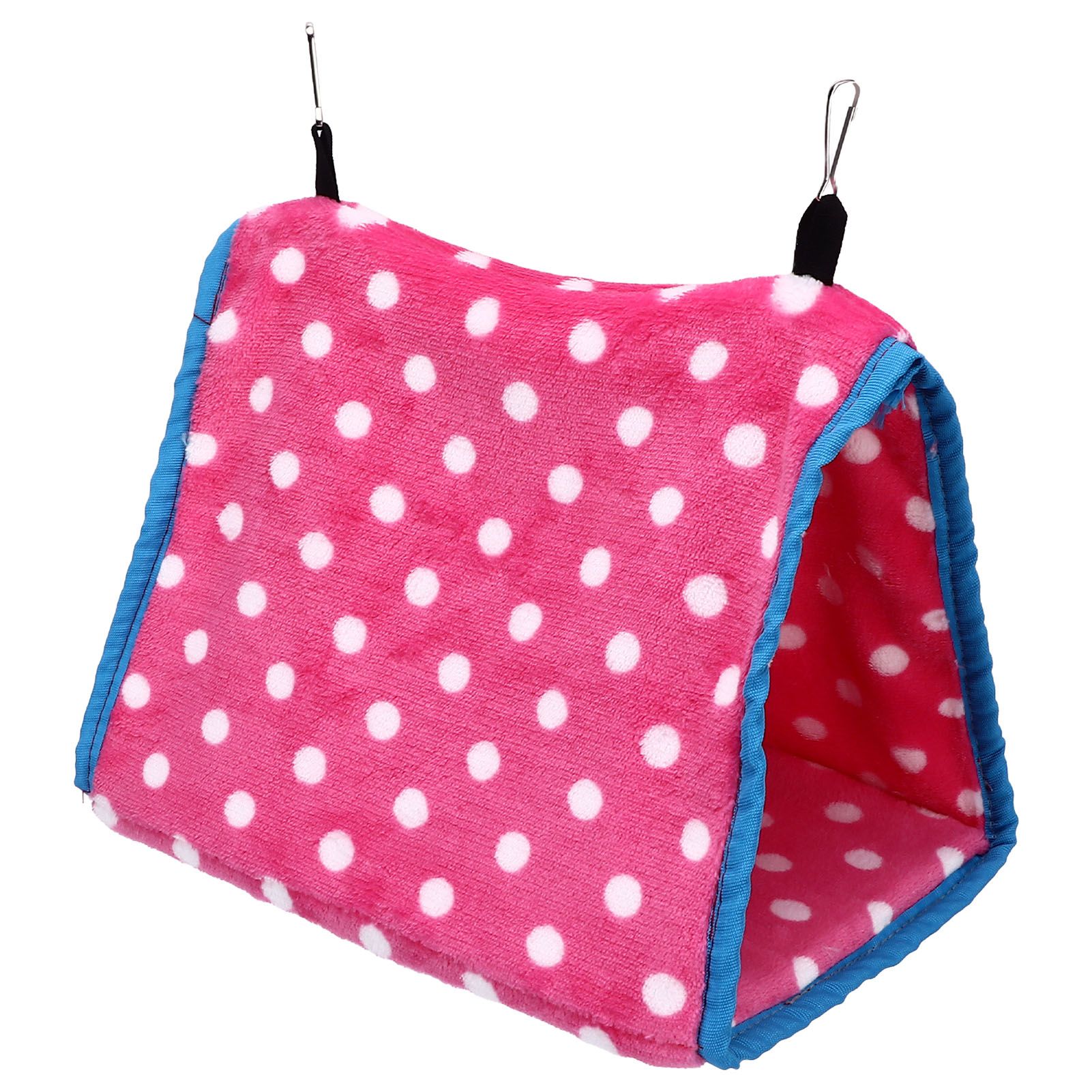 Bird Bed Foldable Portable Comfortable Flannel Triangular Hanging Bird Hammock with Hooks for Parrots Hamsters SquirrelsPink - Image 1