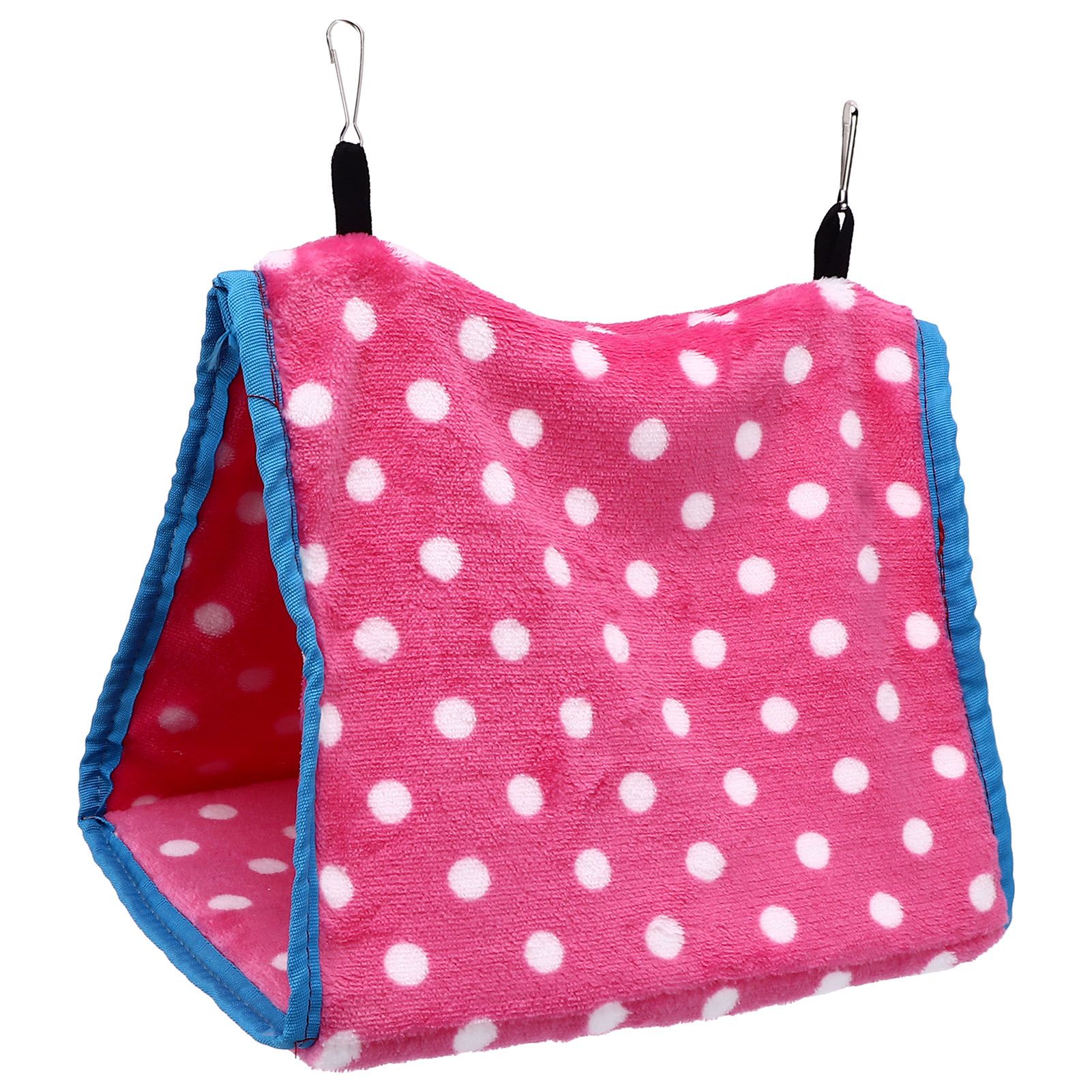 Bird Bed Foldable Portable Comfortable Flannel Triangular Hanging Bird Hammock with Hooks for Parrots Hamsters SquirrelsPink - Image 3