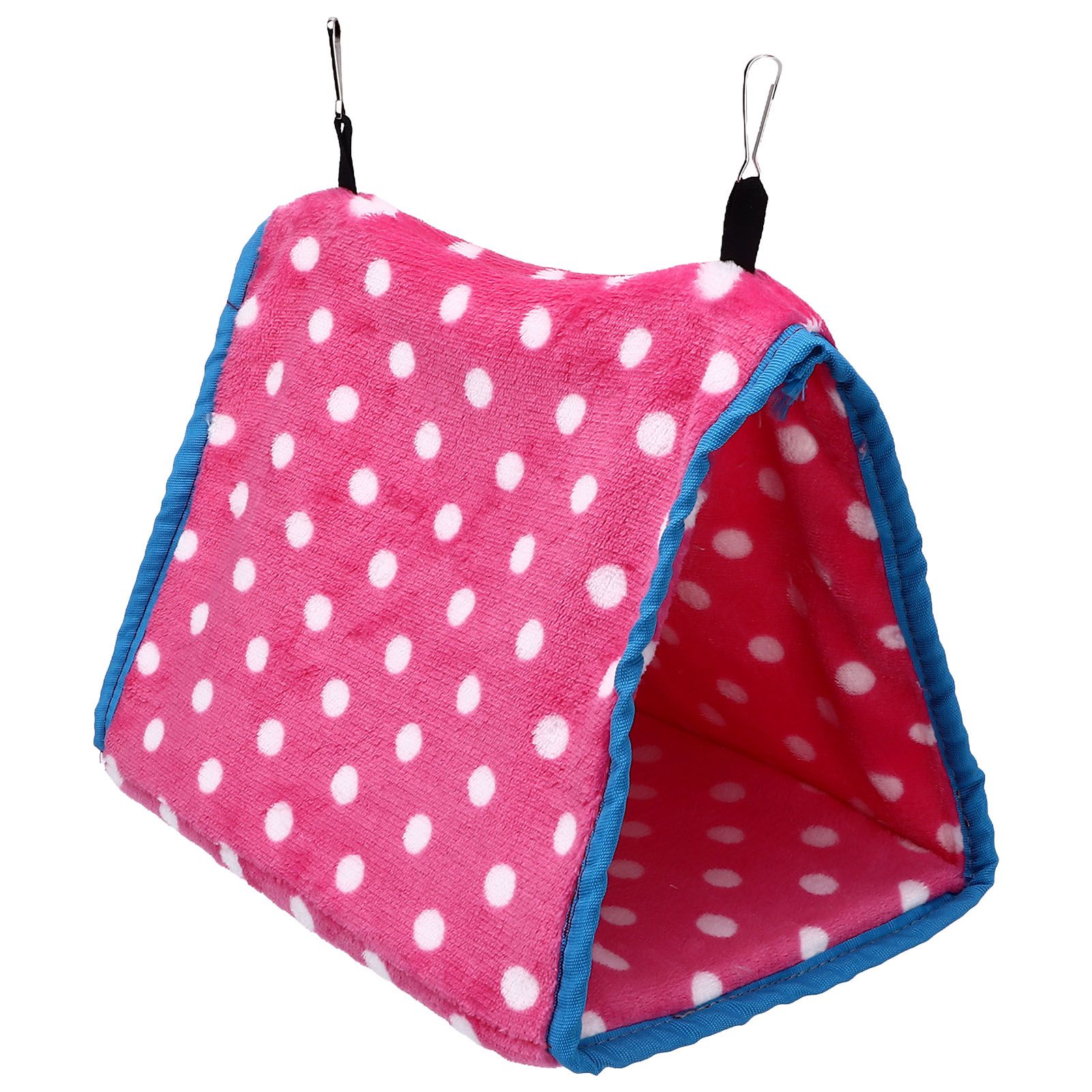 Bird Bed Foldable Portable Comfortable Flannel Triangular Hanging Bird Hammock with Hooks for Parrots Hamsters SquirrelsPink - Image 4