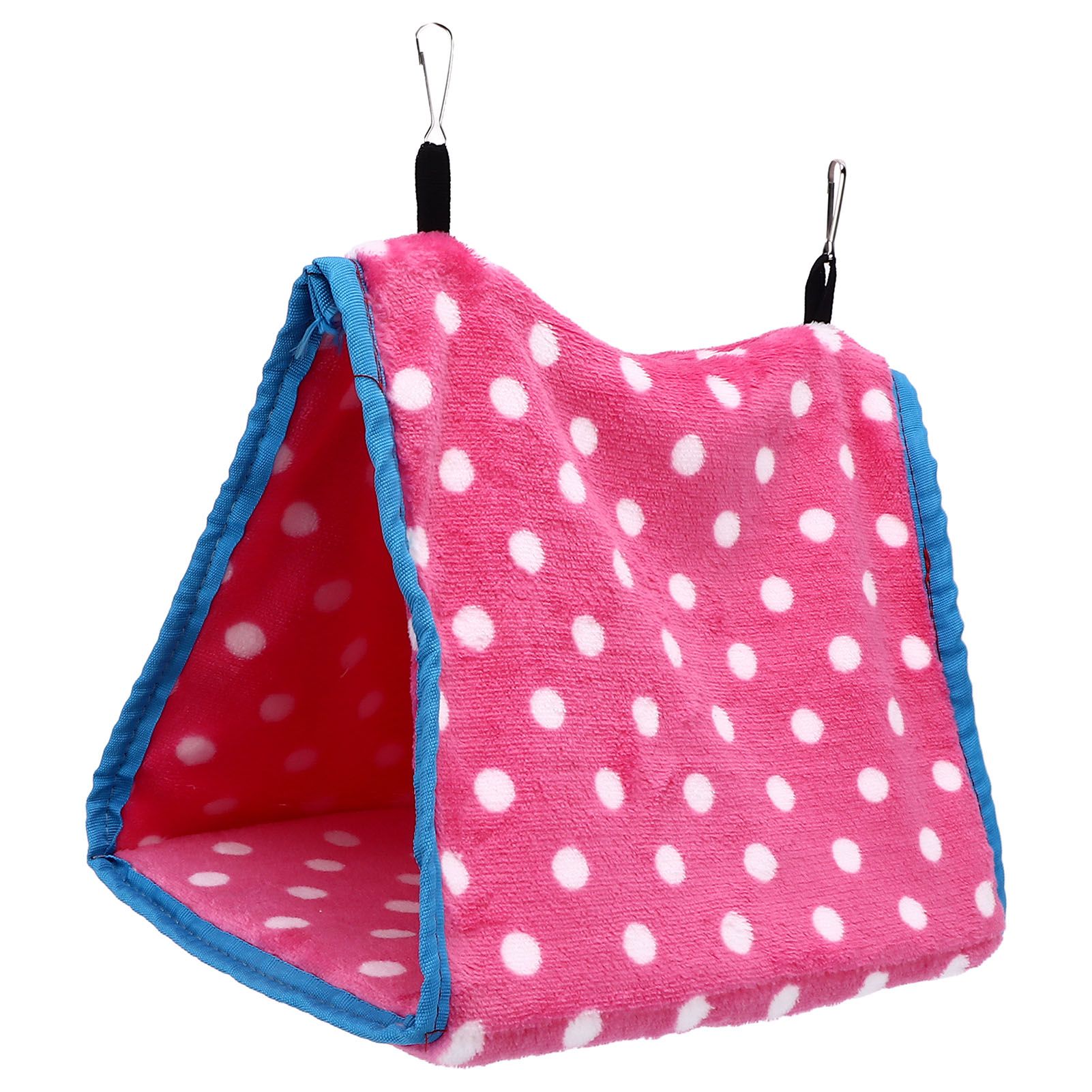 Bird Bed Foldable Portable Comfortable Flannel Triangular Hanging Bird Hammock with Hooks for Parrots Hamsters SquirrelsPink - Image 5