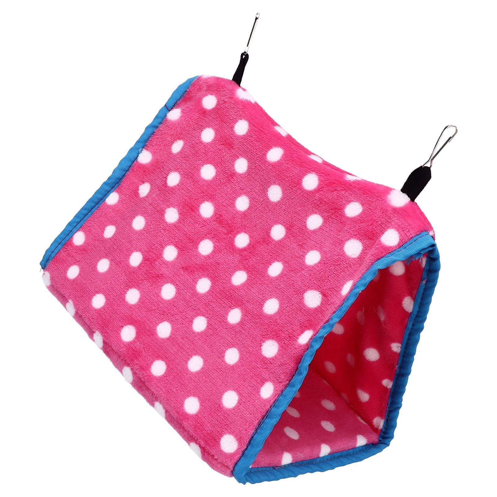 Bird Bed Foldable Portable Comfortable Flannel Triangular Hanging Bird Hammock with Hooks for Parrots Hamsters SquirrelsPink - Image 7