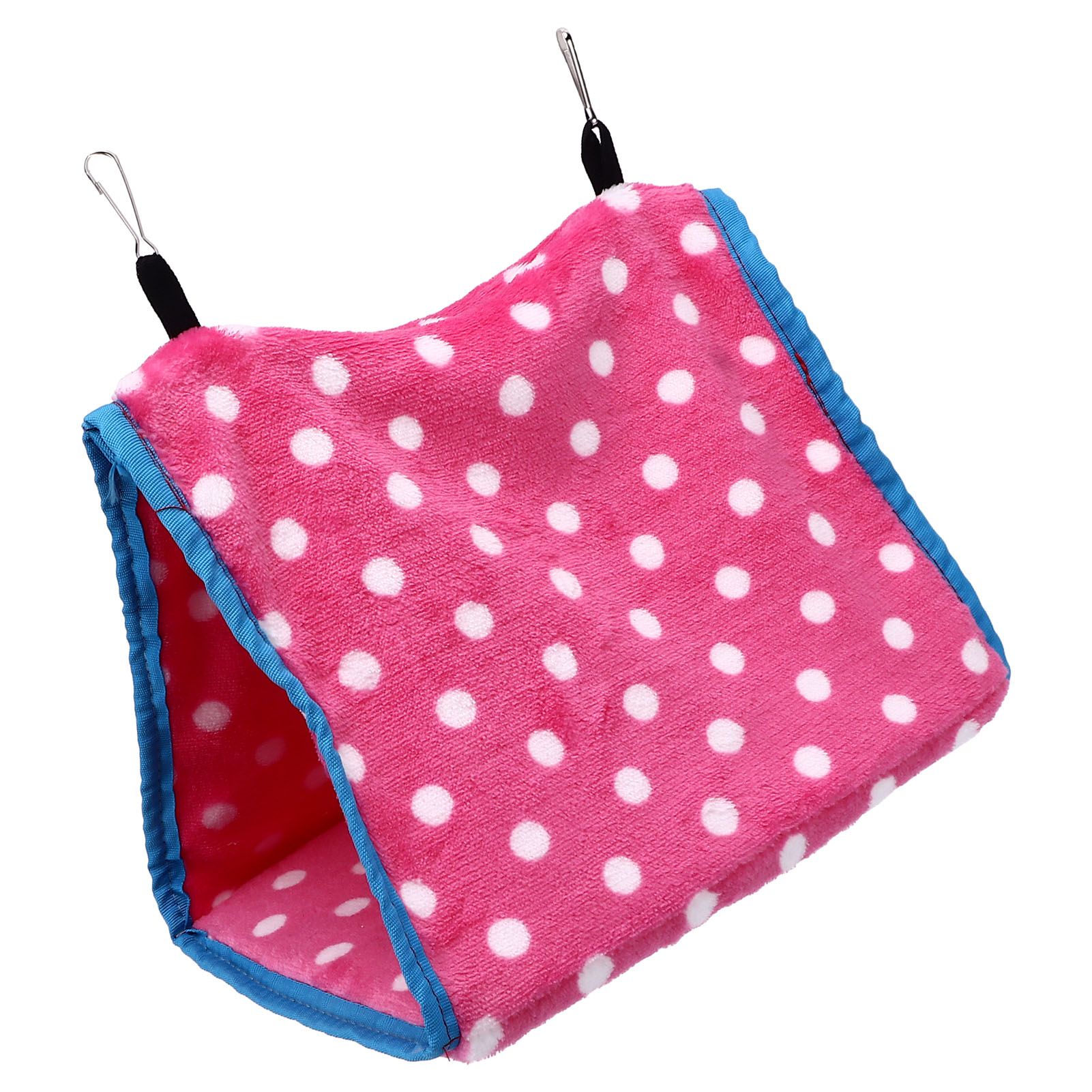 Bird Bed Foldable Portable Comfortable Flannel Triangular Hanging Bird Hammock with Hooks for Parrots Hamsters SquirrelsPink - Image 8