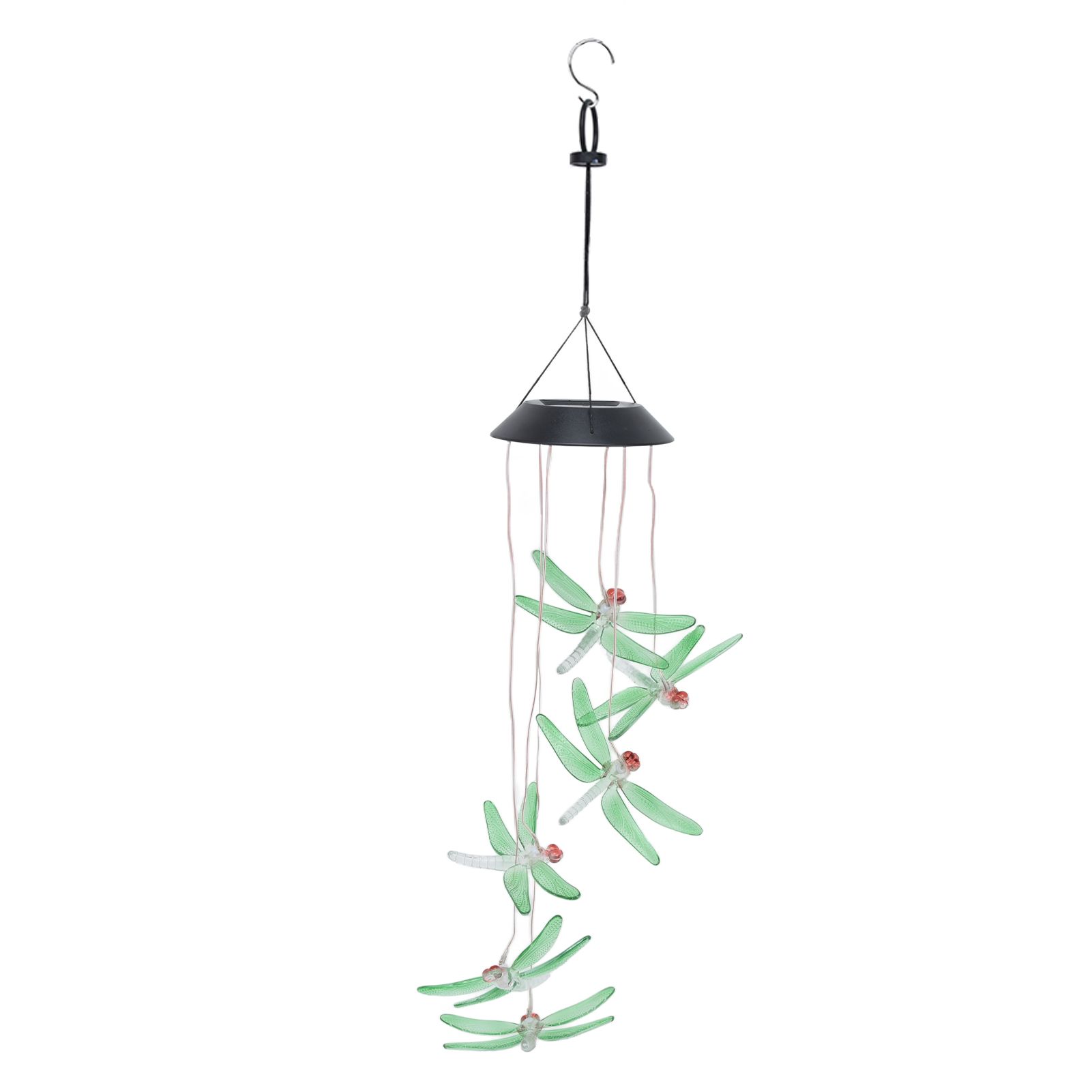 Solar Wind Chimes Photosensitive Design Waterproof Automatic Operation Green Dragonfly Shape Color Changing Lights - Image 3