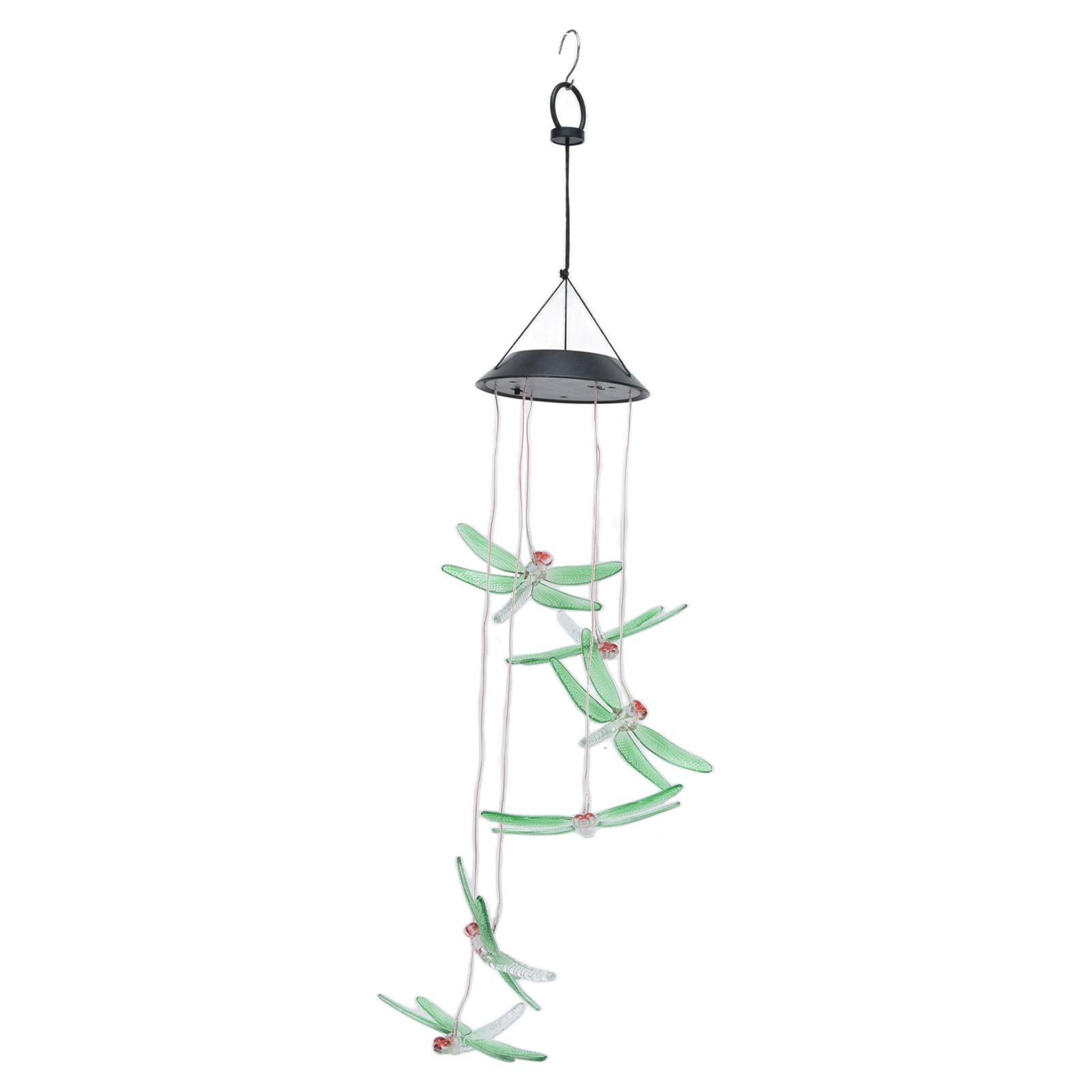 Solar Wind Chimes Photosensitive Design Waterproof Automatic Operation Green Dragonfly Shape Color Changing Lights - Image 4