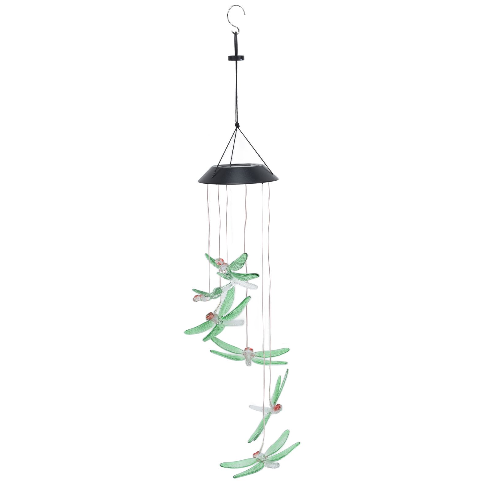 Solar Wind Chimes Photosensitive Design Waterproof Automatic Operation Green Dragonfly Shape Color Changing Lights - Image 5