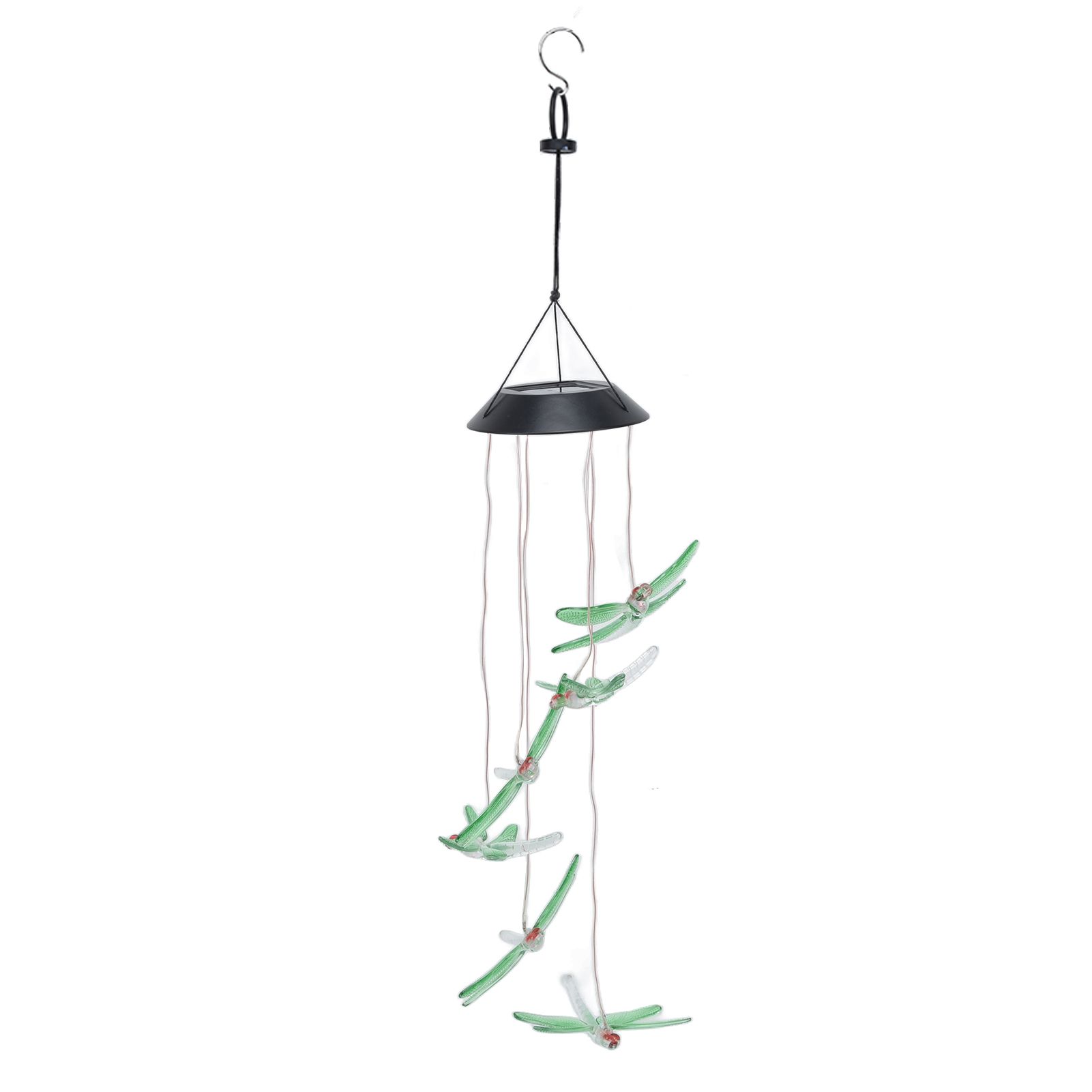 Solar Wind Chimes Photosensitive Design Waterproof Automatic Operation Green Dragonfly Shape Color Changing Lights - Image 6