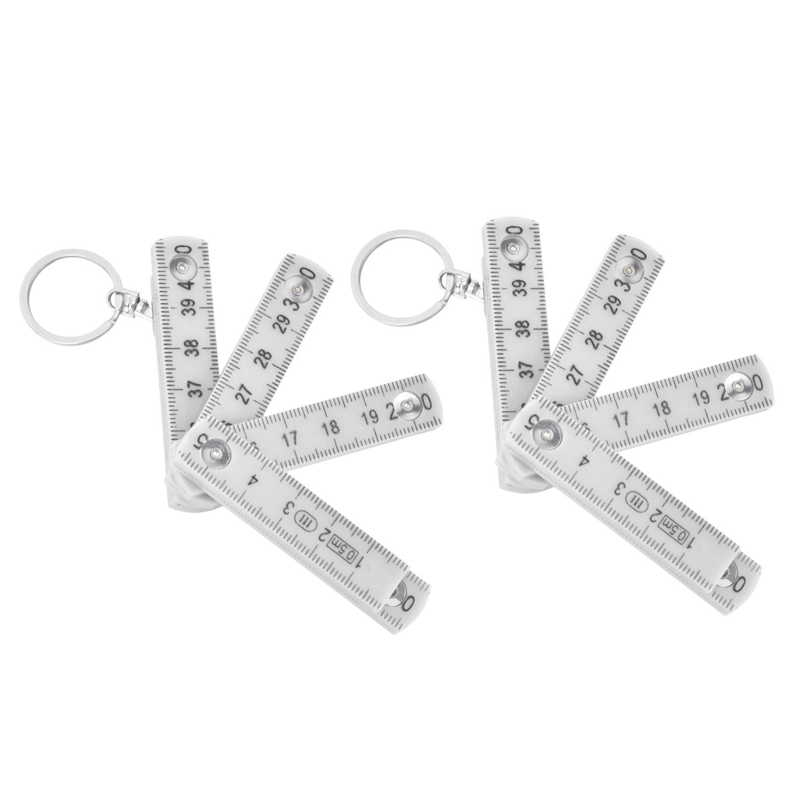 2Pcs ABS Folding Ruler Portable 0.5m Foldable Ruler with Key Ring for Carpentry Laying TilesWhite - Image 1