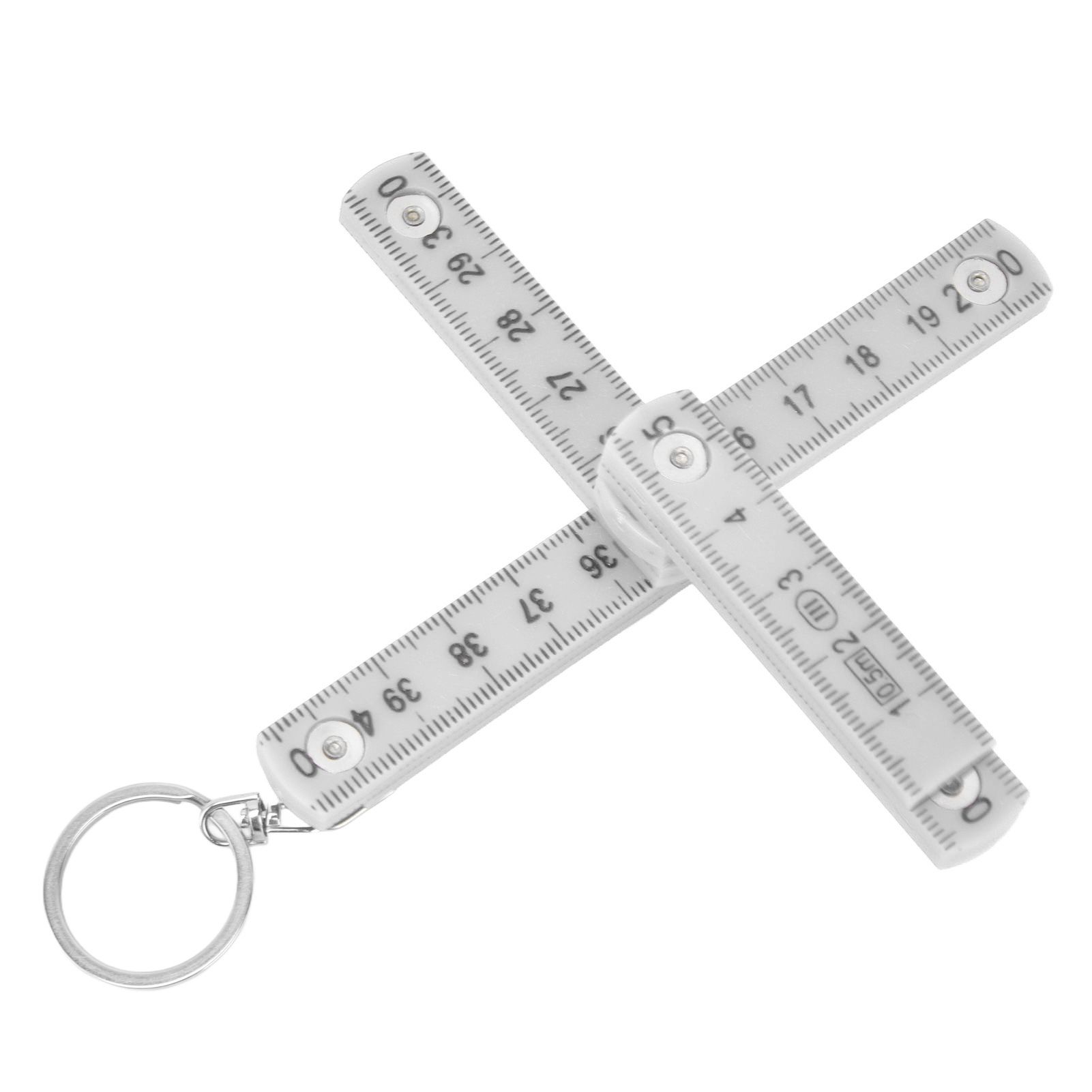 2Pcs ABS Folding Ruler Portable 0.5m Foldable Ruler with Key Ring for Carpentry Laying TilesWhite - Image 2