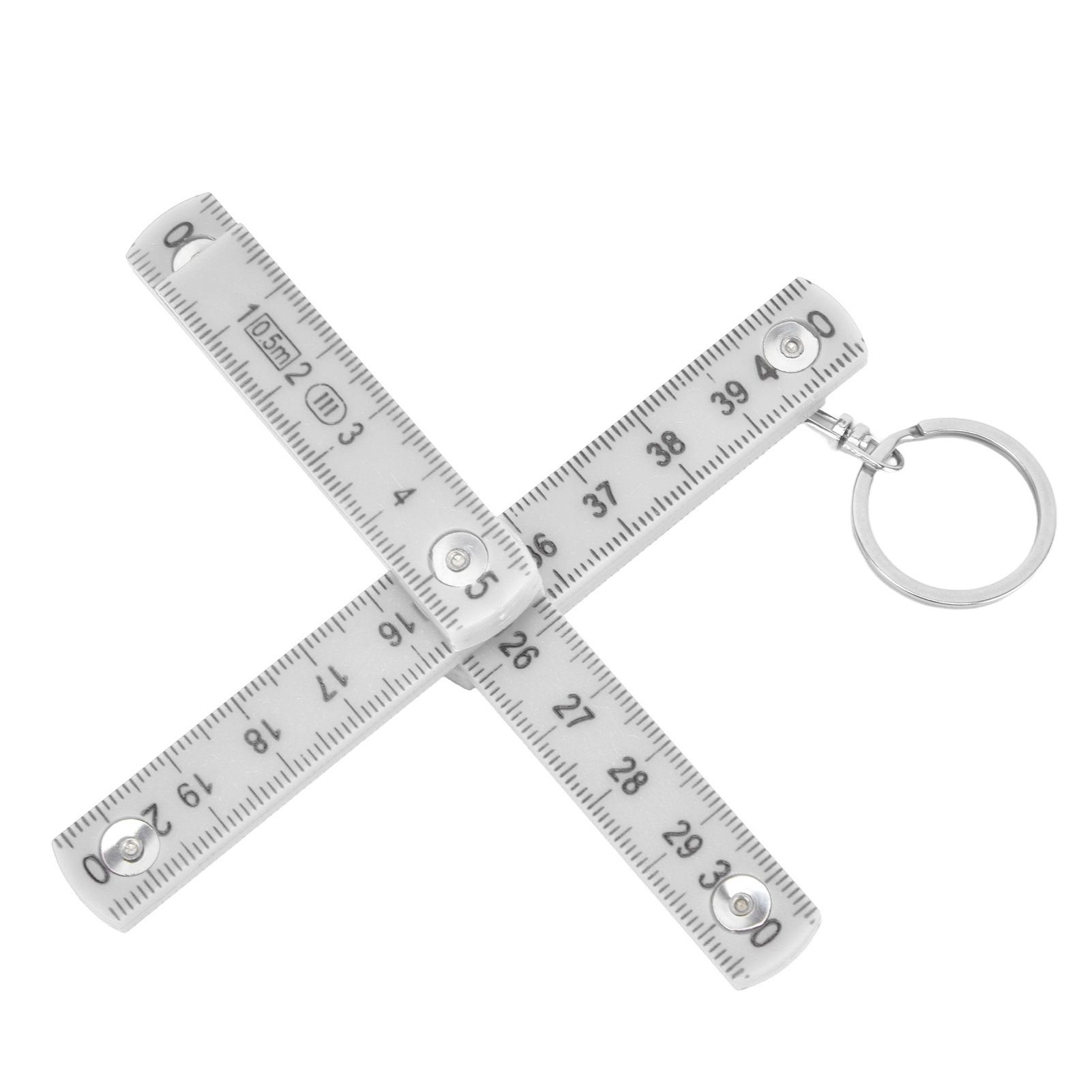 2Pcs ABS Folding Ruler Portable 0.5m Foldable Ruler with Key Ring for Carpentry Laying TilesWhite - Image 3