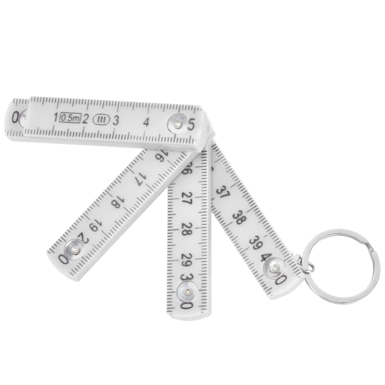 2Pcs ABS Folding Ruler Portable 0.5m Foldable Ruler with Key Ring for Carpentry Laying TilesWhite - Image 4