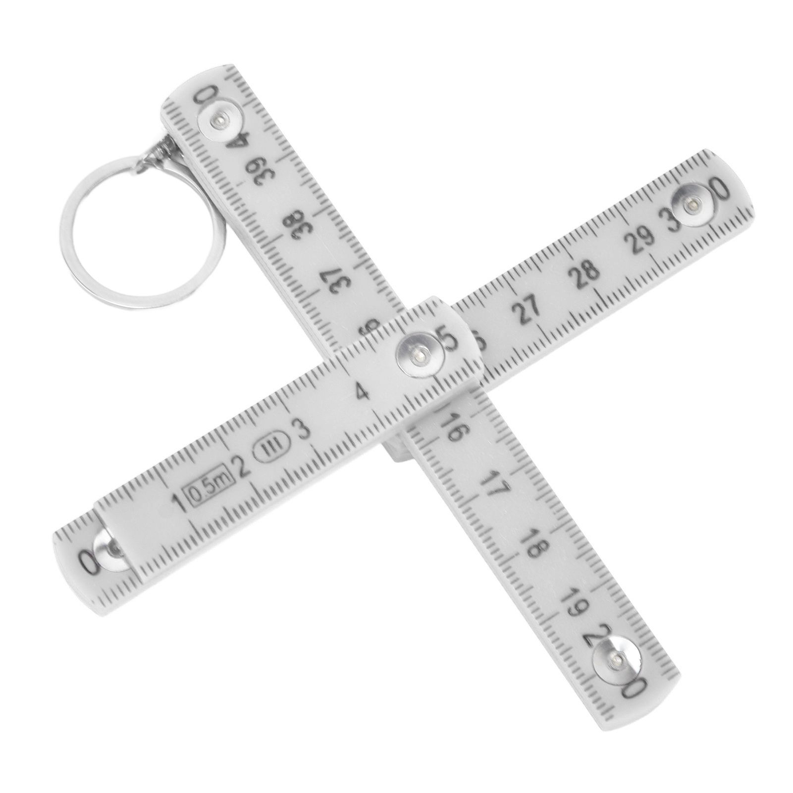 2Pcs ABS Folding Ruler Portable 0.5m Foldable Ruler with Key Ring for Carpentry Laying TilesWhite - Image 5