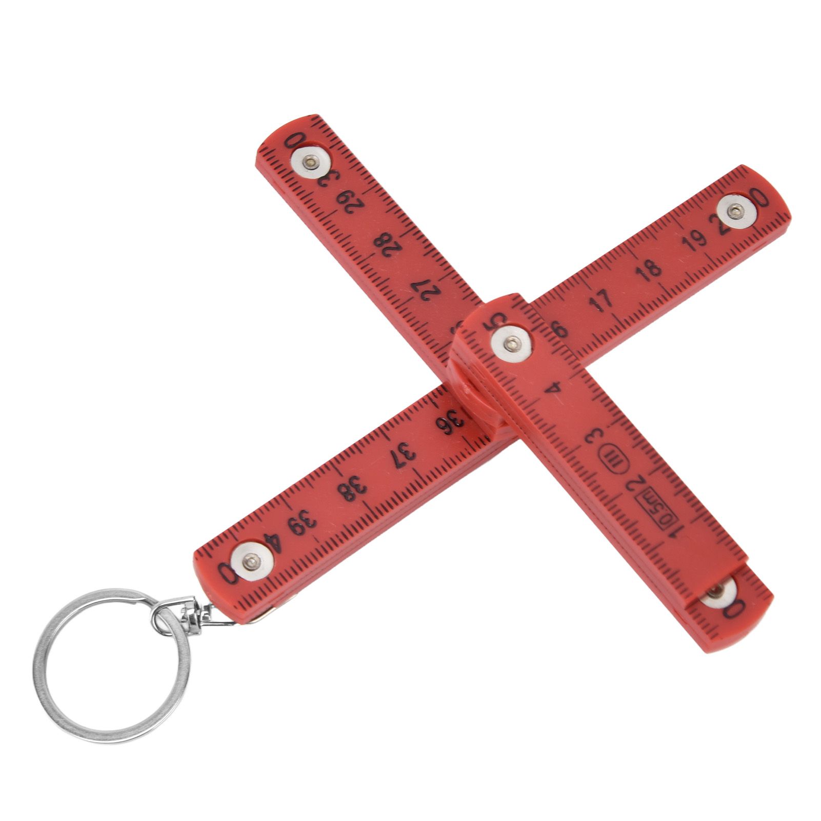 2Pcs ABS Folding Ruler Portable 0.5m Foldable Ruler with Key Ring for Carpentry Laying TilesRed - Image 2