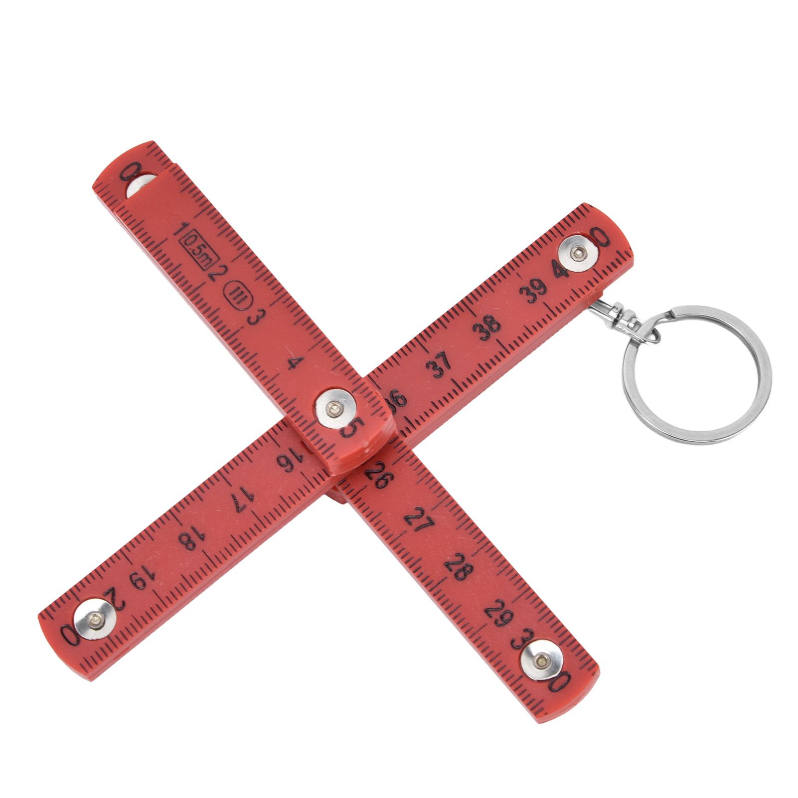 2Pcs ABS Folding Ruler Portable 0.5m Foldable Ruler with Key Ring for Carpentry Laying TilesRed - Image 3
