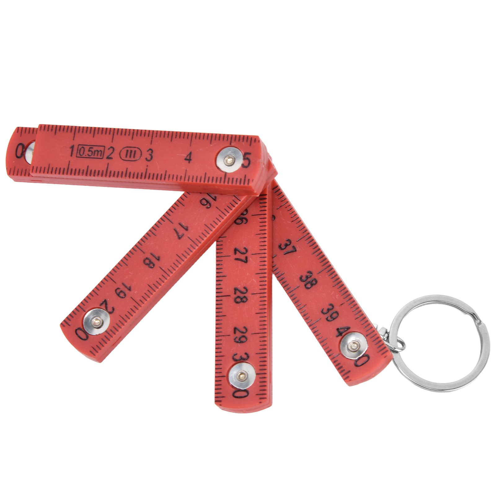 2Pcs ABS Folding Ruler Portable 0.5m Foldable Ruler with Key Ring for Carpentry Laying TilesRed - Image 4