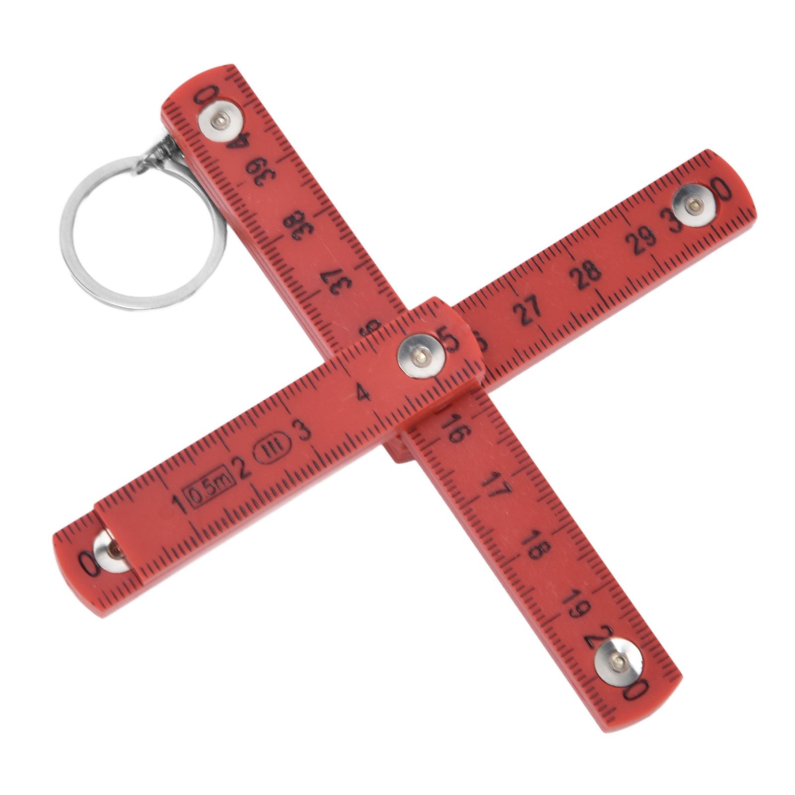 2Pcs ABS Folding Ruler Portable 0.5m Foldable Ruler with Key Ring for Carpentry Laying TilesRed - Image 5