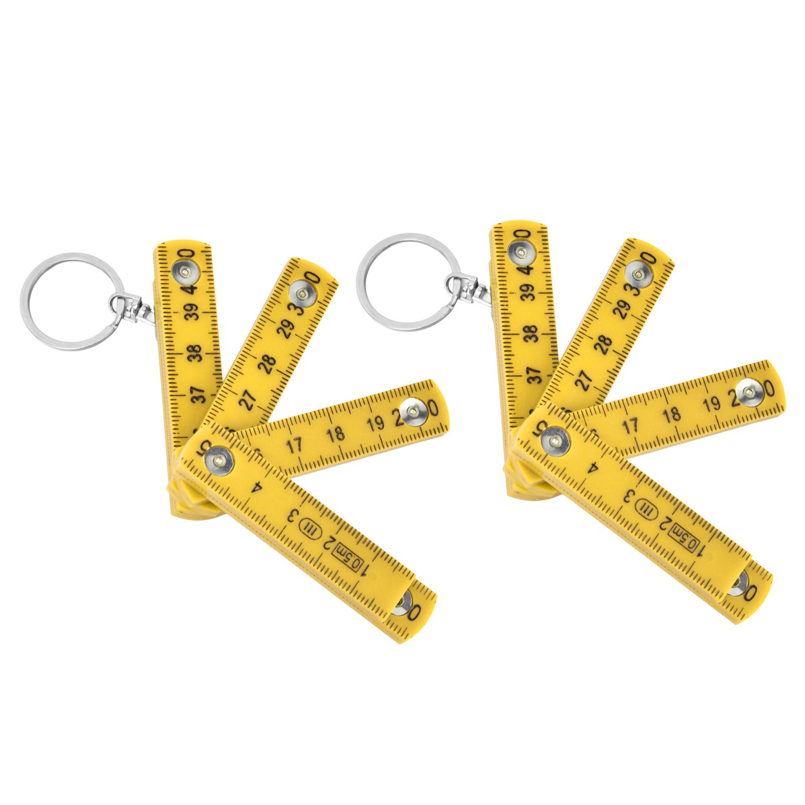 2Pcs ABS Folding Ruler Portable 0.5m Foldable Ruler with Key Ring for Carpentry Laying TilesYellow - Image 1