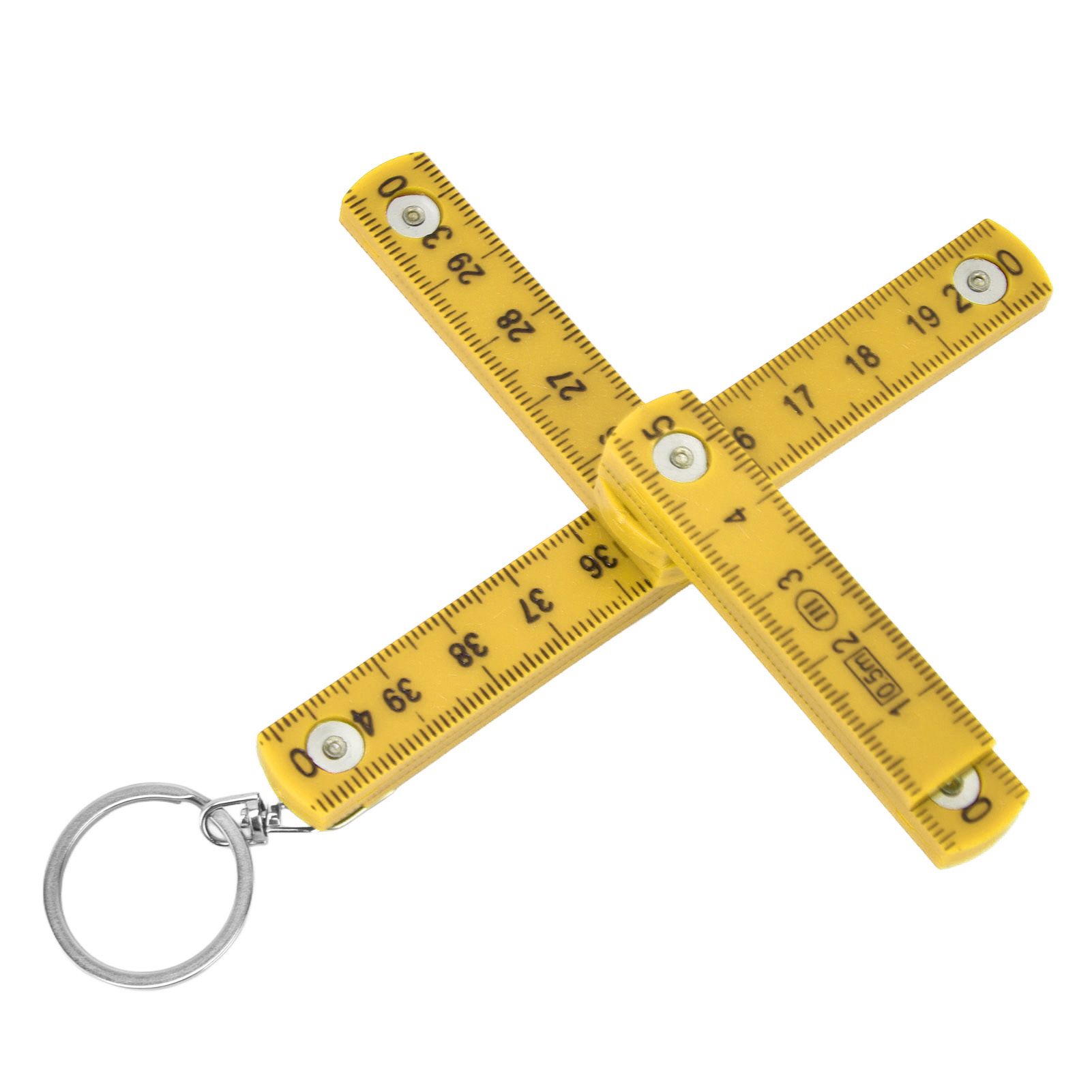 2Pcs ABS Folding Ruler Portable 0.5m Foldable Ruler with Key Ring for Carpentry Laying TilesYellow - Image 2