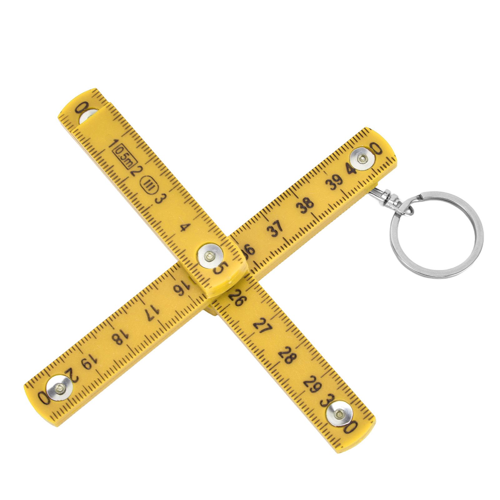 2Pcs ABS Folding Ruler Portable 0.5m Foldable Ruler with Key Ring for Carpentry Laying TilesYellow - Image 3