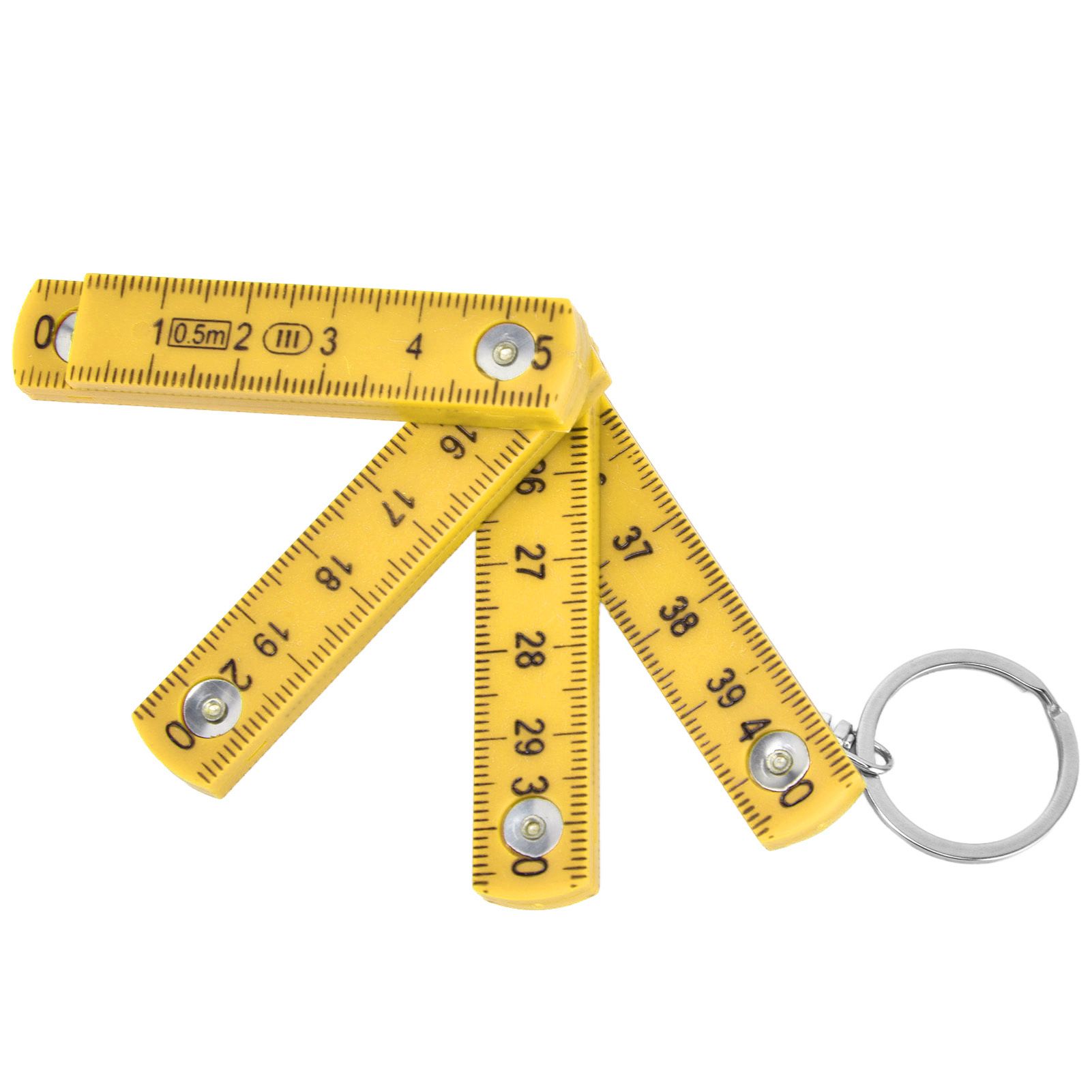 2Pcs ABS Folding Ruler Portable 0.5m Foldable Ruler with Key Ring for Carpentry Laying TilesYellow - Image 4