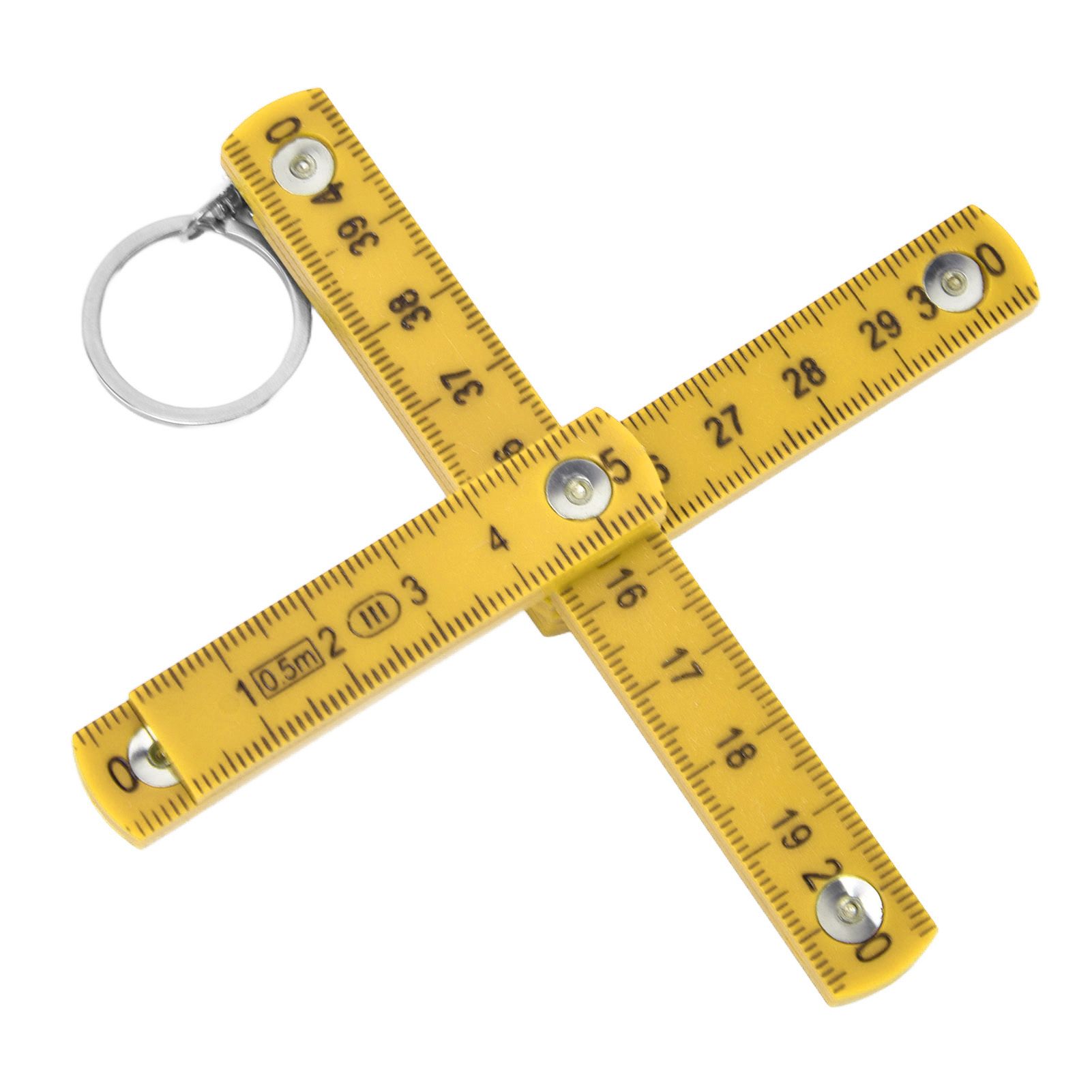 2Pcs ABS Folding Ruler Portable 0.5m Foldable Ruler with Key Ring for Carpentry Laying TilesYellow - Image 5