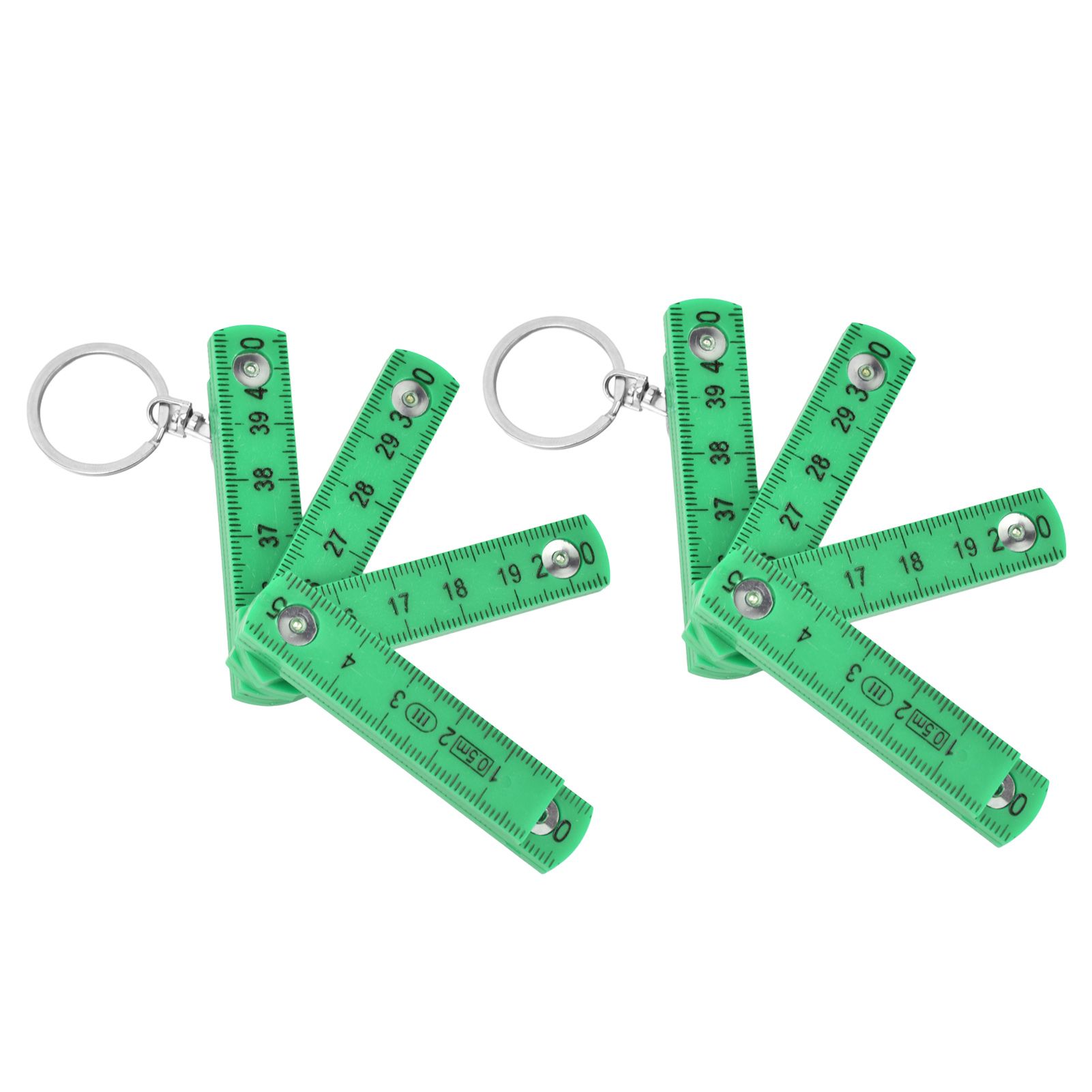 2Pcs ABS Folding Ruler Portable 0.5m Foldable Ruler with Key Ring for Carpentry Laying TilesGreen - Image 1