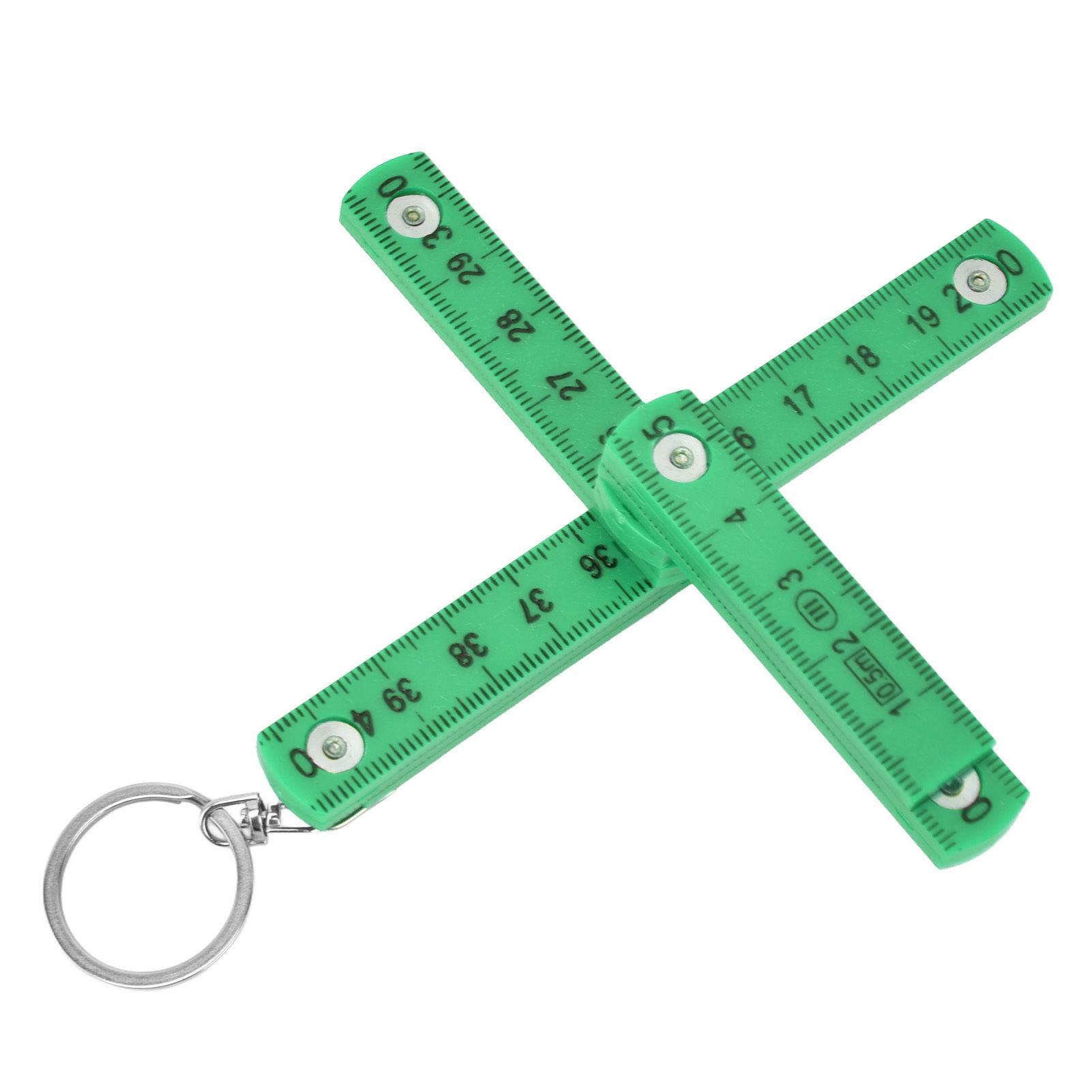 2Pcs ABS Folding Ruler Portable 0.5m Foldable Ruler with Key Ring for Carpentry Laying TilesGreen - Image 2