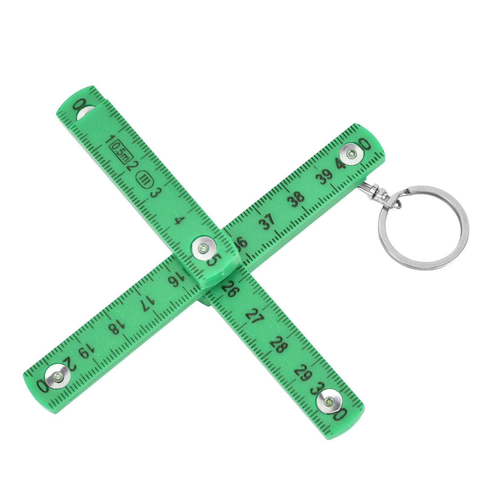 2Pcs ABS Folding Ruler Portable 0.5m Foldable Ruler with Key Ring for Carpentry Laying TilesGreen - Image 3