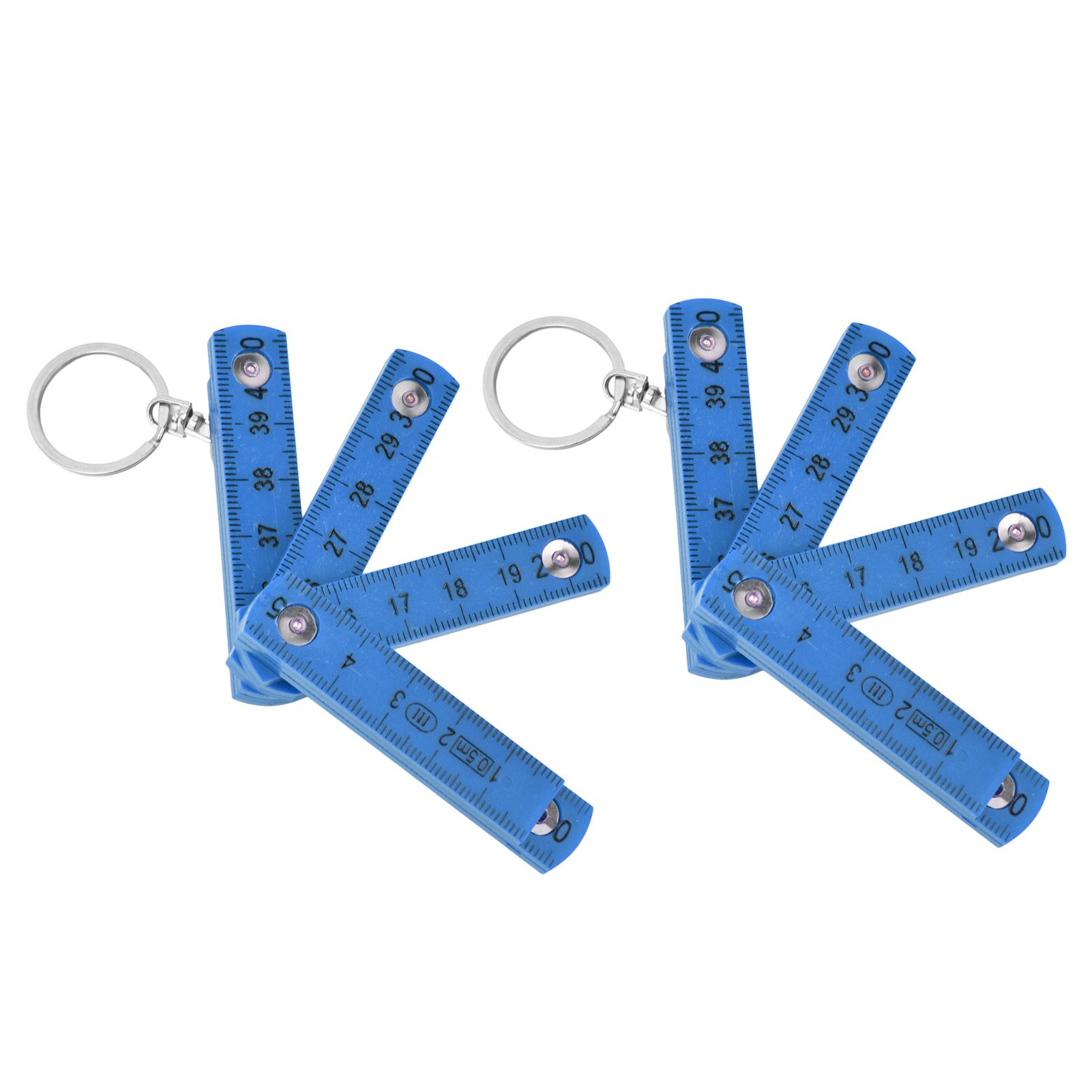 2Pcs ABS Folding Ruler Portable 0.5m Foldable Ruler with Key Ring for Carpentry Laying TilesBlue - Image 1