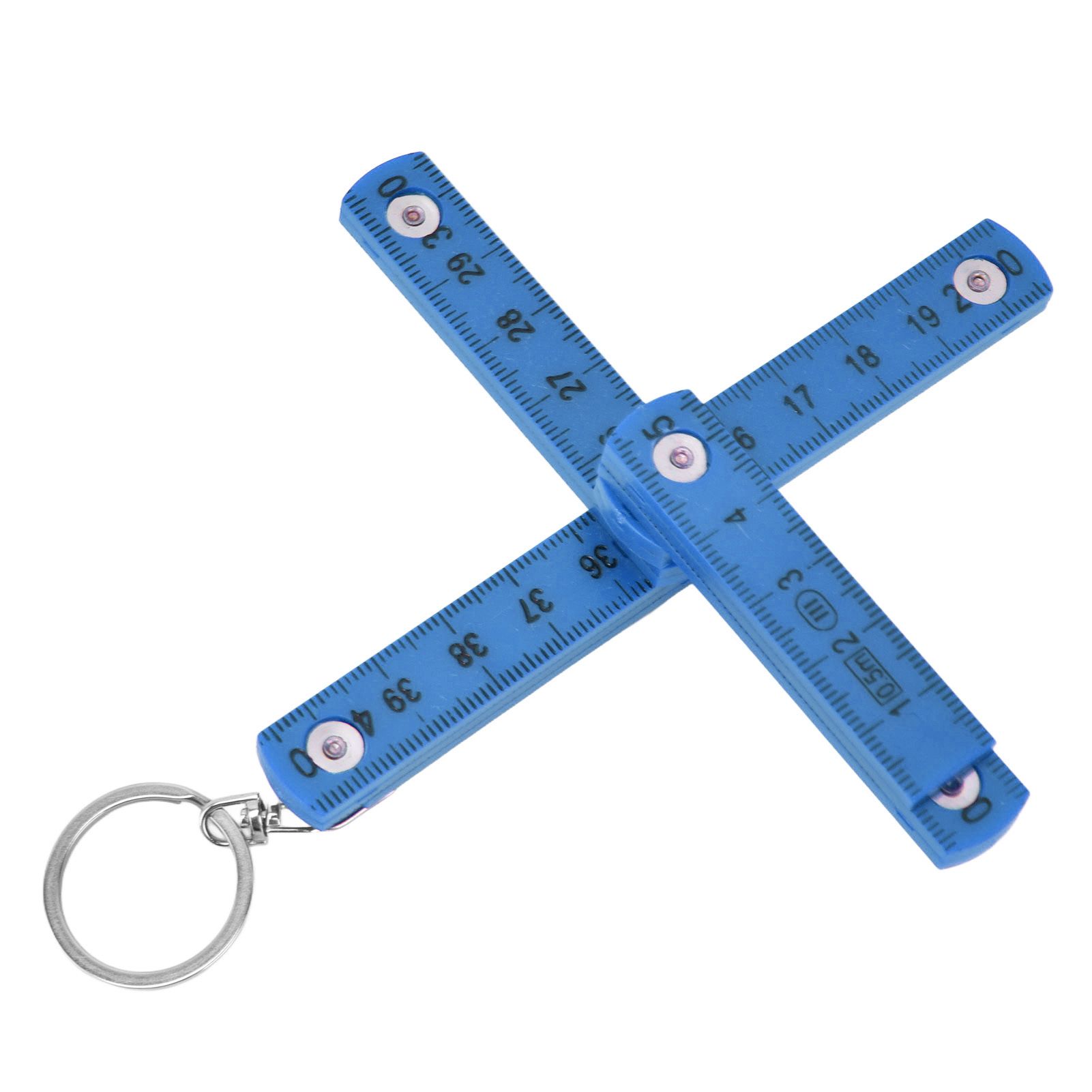2Pcs ABS Folding Ruler Portable 0.5m Foldable Ruler with Key Ring for Carpentry Laying TilesBlue - Image 2