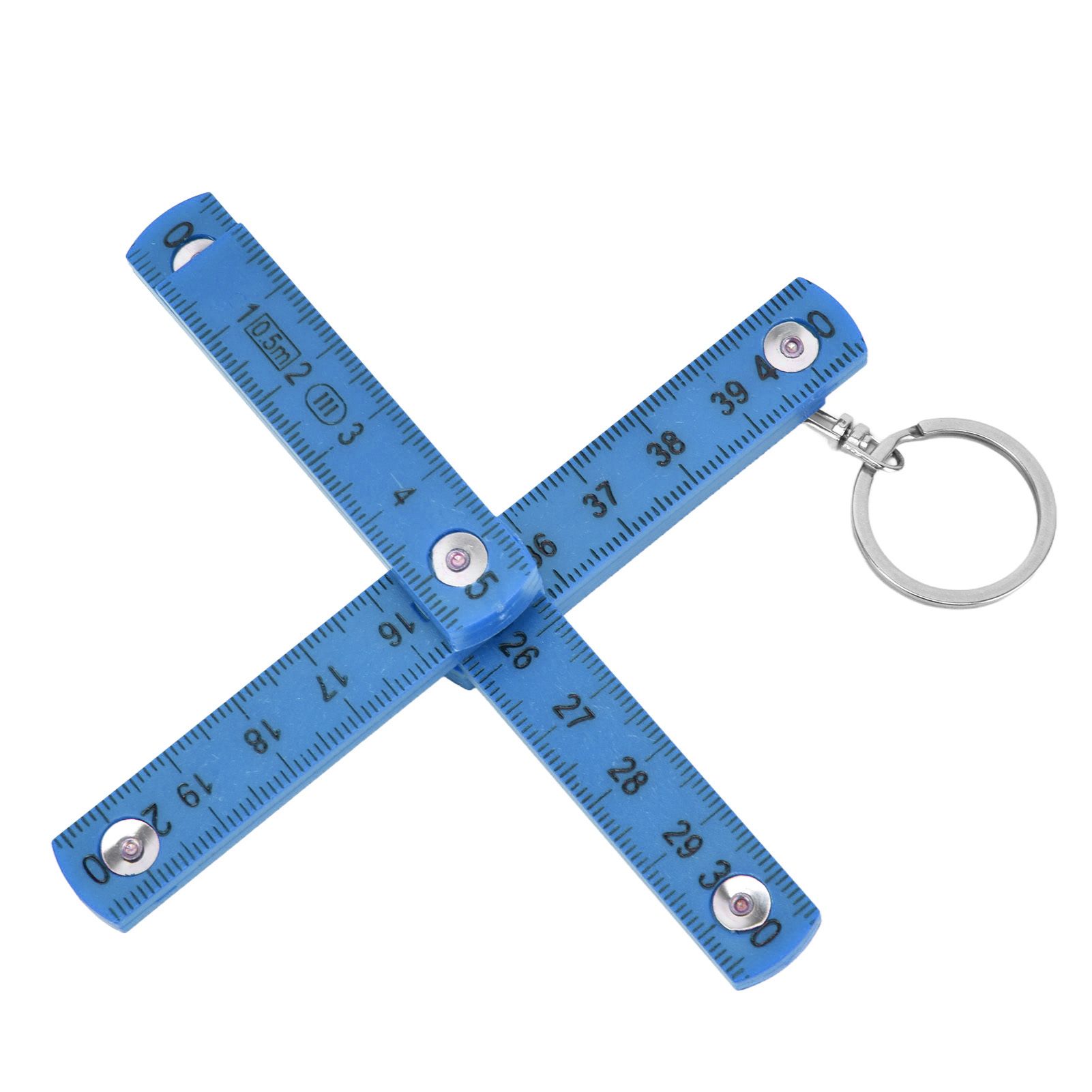 2Pcs ABS Folding Ruler Portable 0.5m Foldable Ruler with Key Ring for Carpentry Laying TilesBlue - Image 3