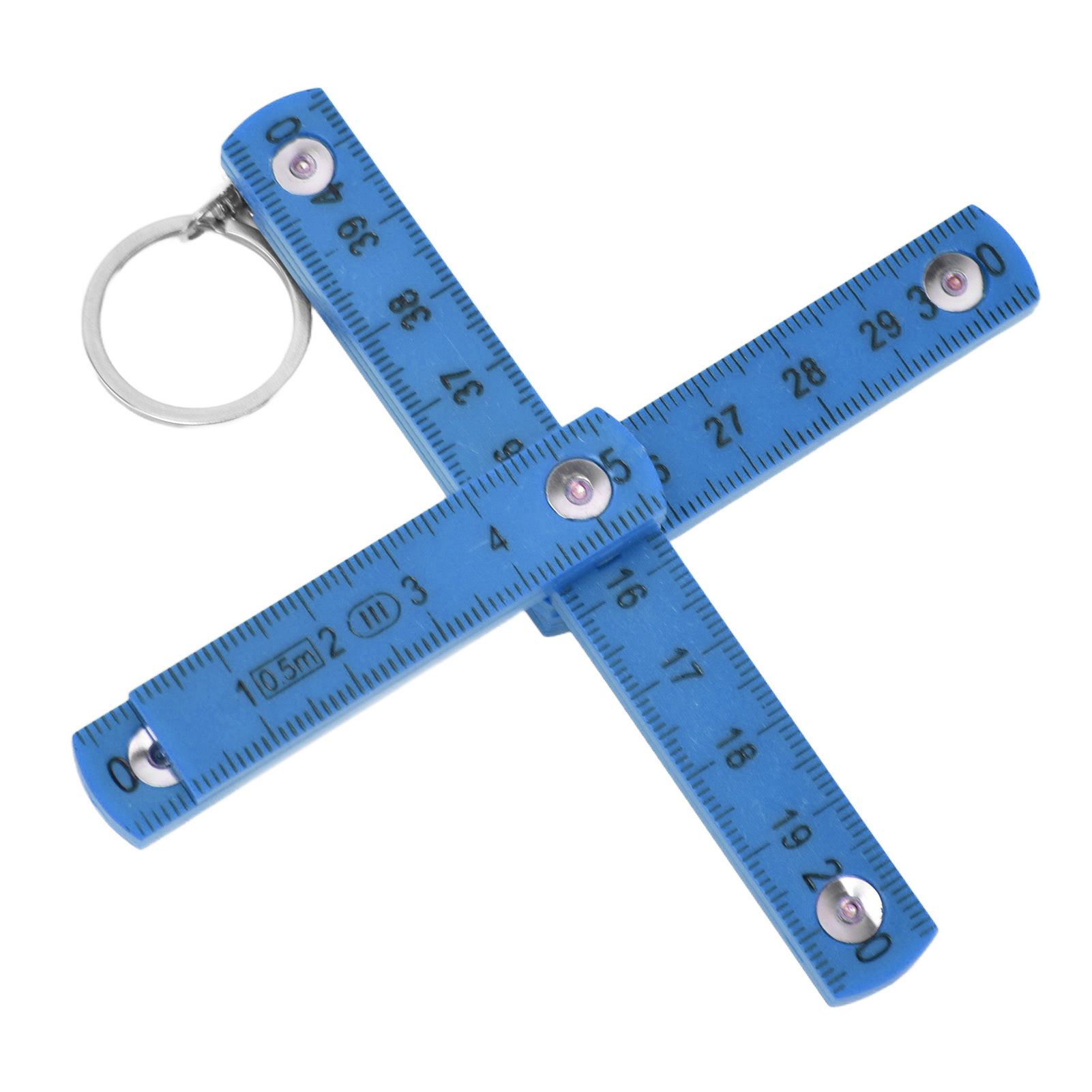 2Pcs ABS Folding Ruler Portable 0.5m Foldable Ruler with Key Ring for Carpentry Laying TilesBlue - Image 5
