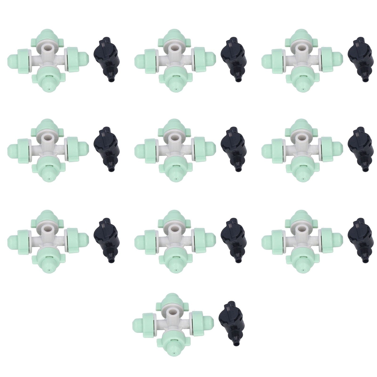 10 Set Cross Misting Spray Nozzle with 4/7mm Joint Micro Irrigation Head for Farmland Garden Sprinklers - Image 1
