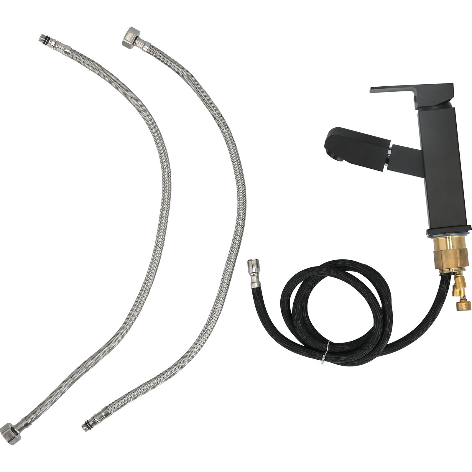 G1/2 Pull Out Faucet Cold Hot Mixer Water Tap with Pull‑Down Sprayer for Bathroom Hotel - Image 1