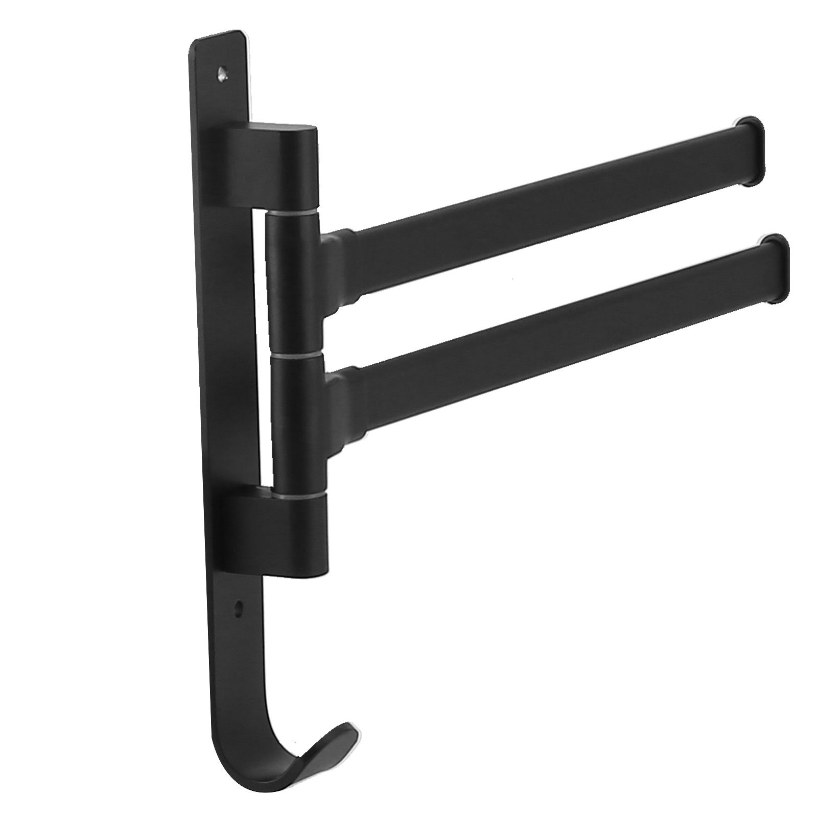 Towel Bar Wall Mounted Rotating Collapsible Space Aluminum Towel Rack for Bathroom - Image 4