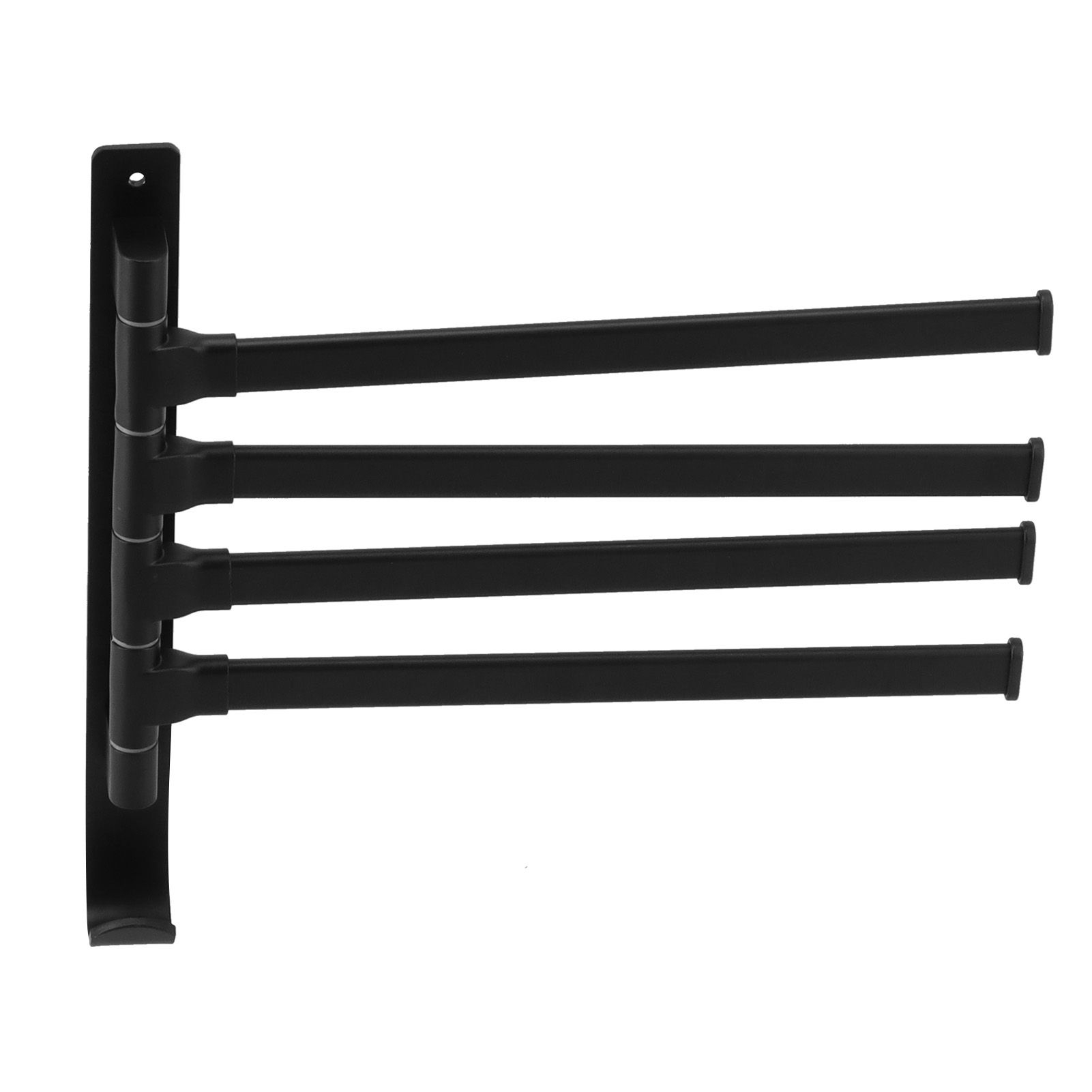 Rotating Towel Rack 4 Poles Space Aluminum Folding Rotatable Matte Black Finish Bath Towel Hanger for Bathrooms Kitchens Hotels - Image 3