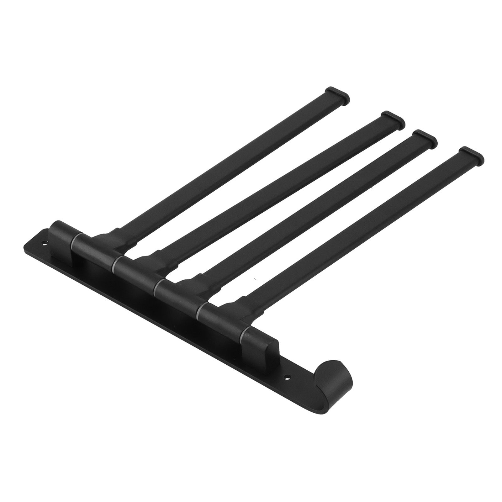 Rotating Towel Rack 4 Poles Space Aluminum Folding Rotatable Matte Black Finish Bath Towel Hanger for Bathrooms Kitchens Hotels - Image 5