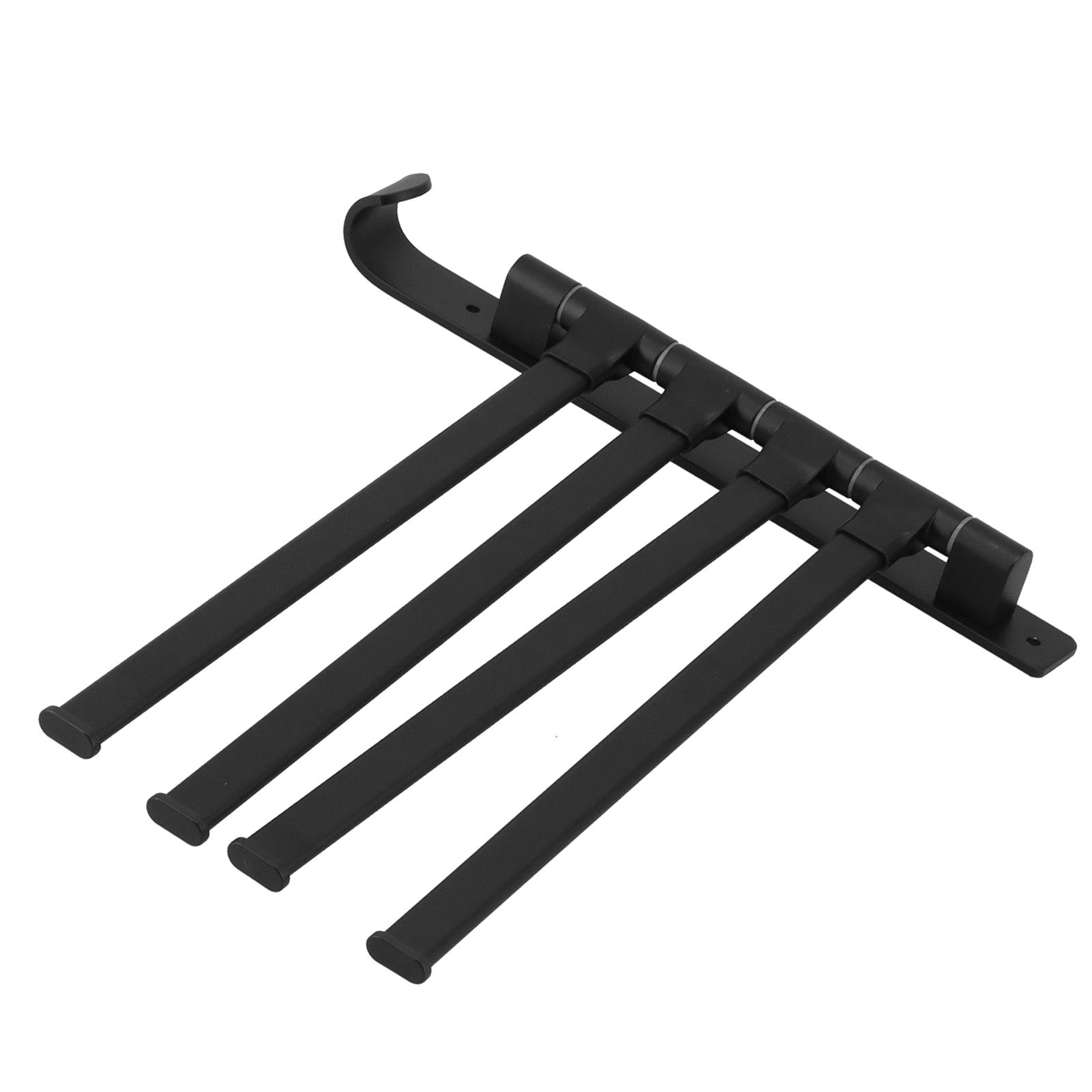 Rotating Towel Rack 4 Poles Space Aluminum Folding Rotatable Matte Black Finish Bath Towel Hanger for Bathrooms Kitchens Hotels - Image 7
