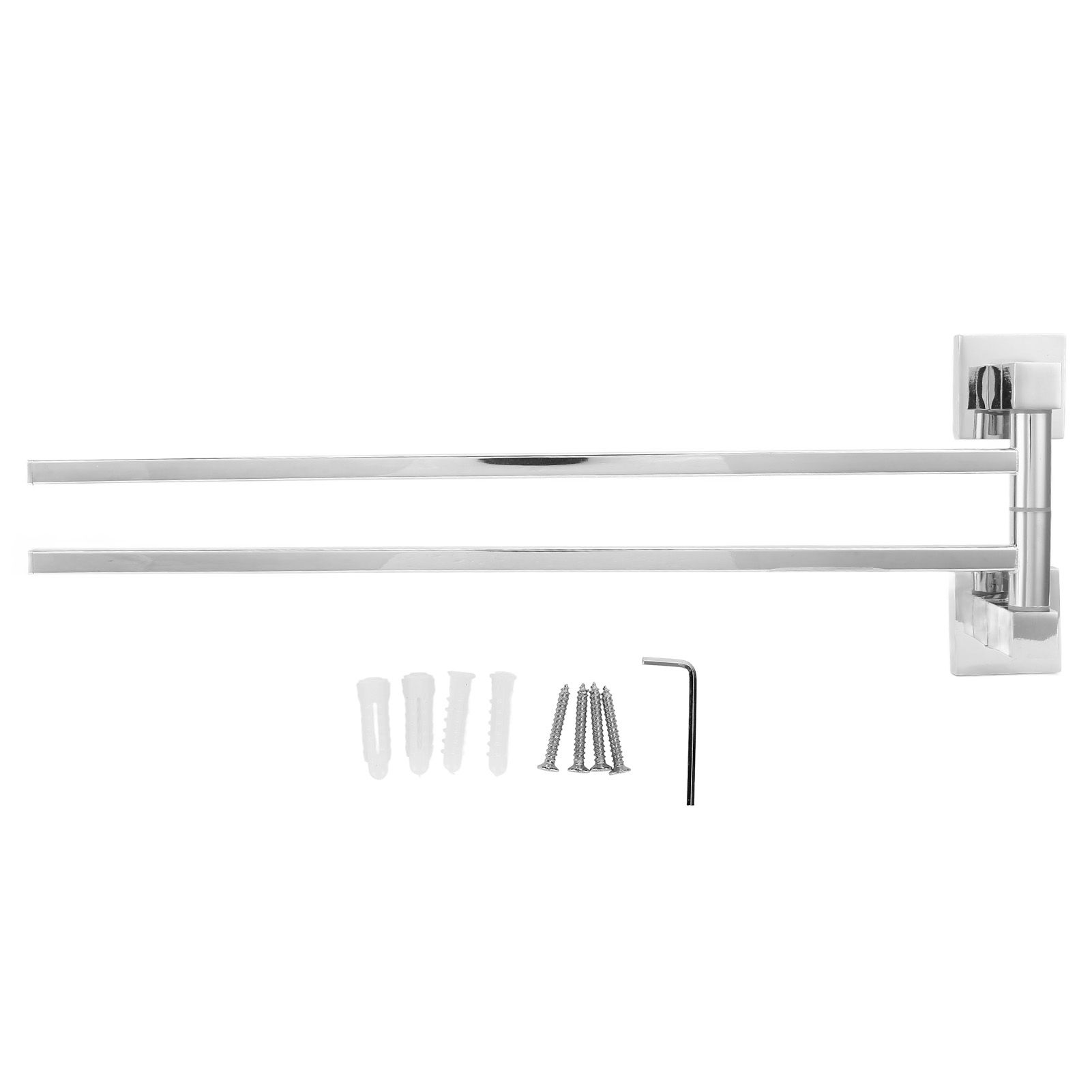 Stainless Steel Towel Rack Bar 180° Rotatable Towel Bathrobe Hanger Holder for Bathroom2 Rods - Image 1