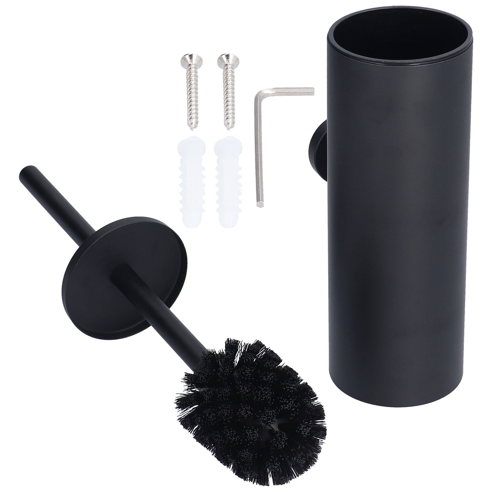 Toilet Brush with Holder Stainless Steel Long Handle Toilet Bowl Brush Soft Toilet Brush Toilet Cleaning Brush SetBlack - Image 1