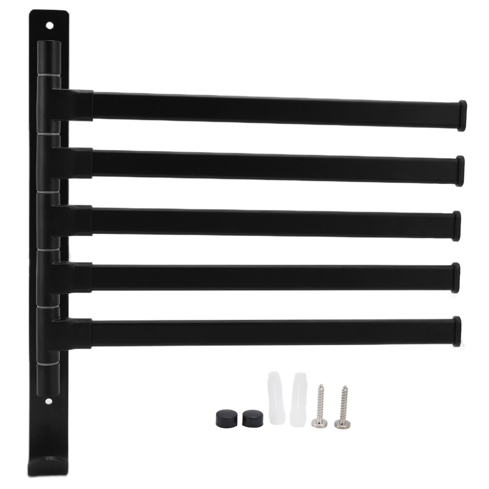 Towel Rack Aluminum Alloy Towel Shelf with 5 Bars Rotatable and Durable for Bathroom and Kitchen Black - Image 1