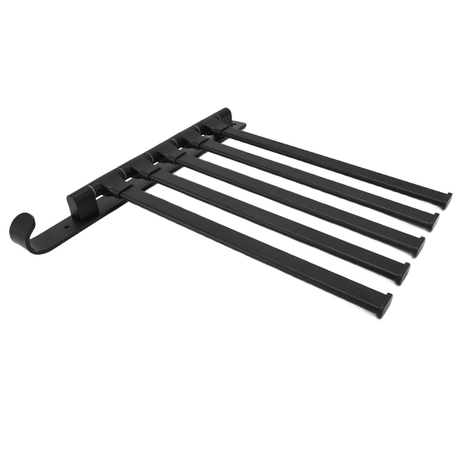 Towel Rack Aluminum Alloy Towel Shelf with 5 Bars Rotatable and Durable for Bathroom and Kitchen Black - Image 8