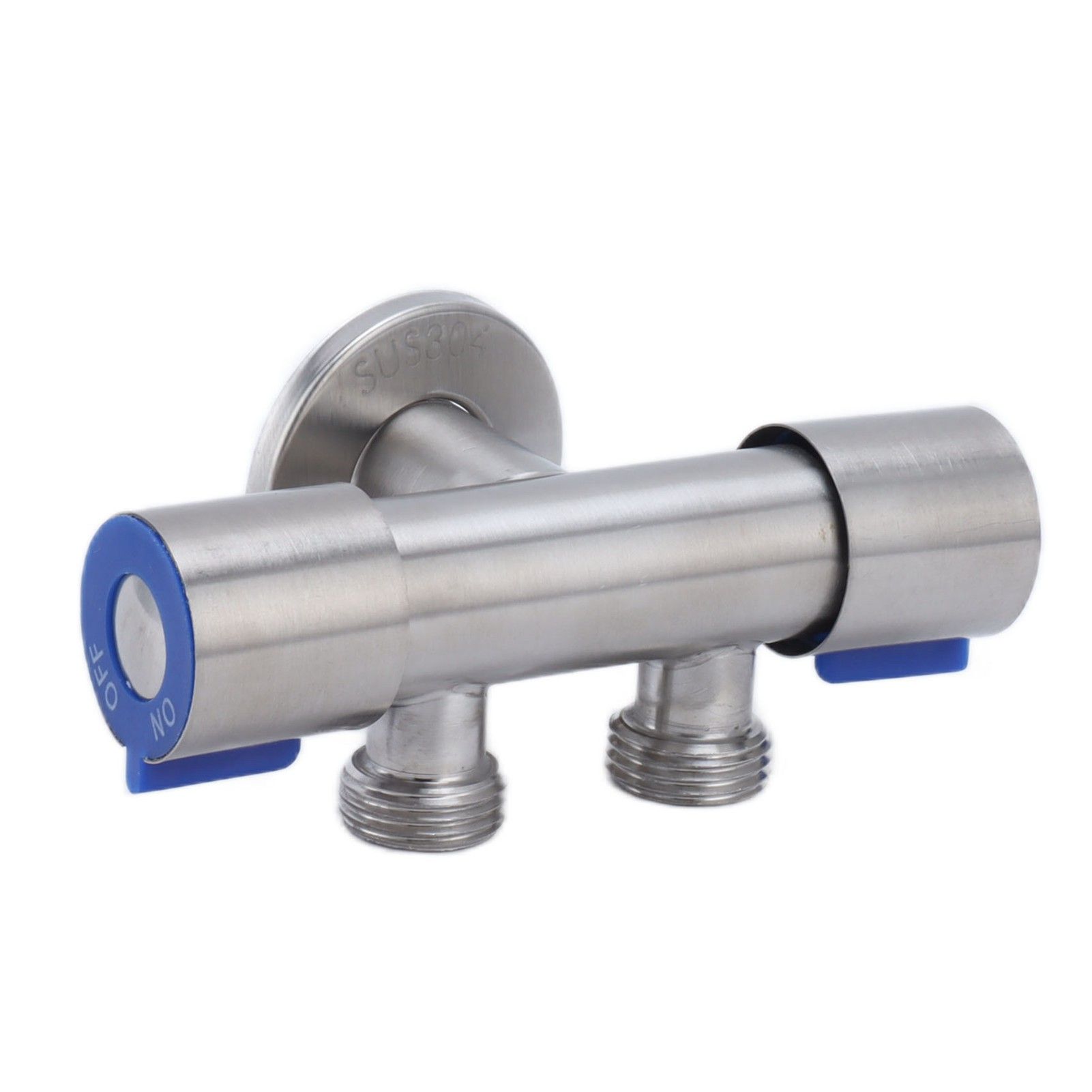 G1/2 Stainless Steel 1 Inlet 2 Outlet Angle Valve Double Handle Double Control Cold Water Tap - Image 2