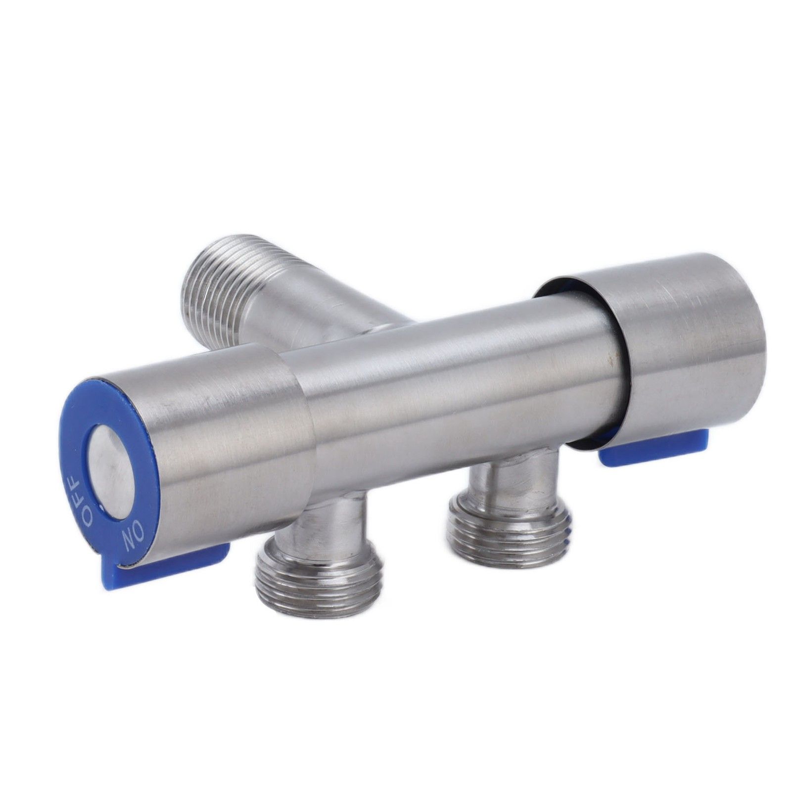 G1/2 Stainless Steel 1 Inlet 2 Outlet Angle Valve Double Handle Double Control Cold Water Tap - Image 3