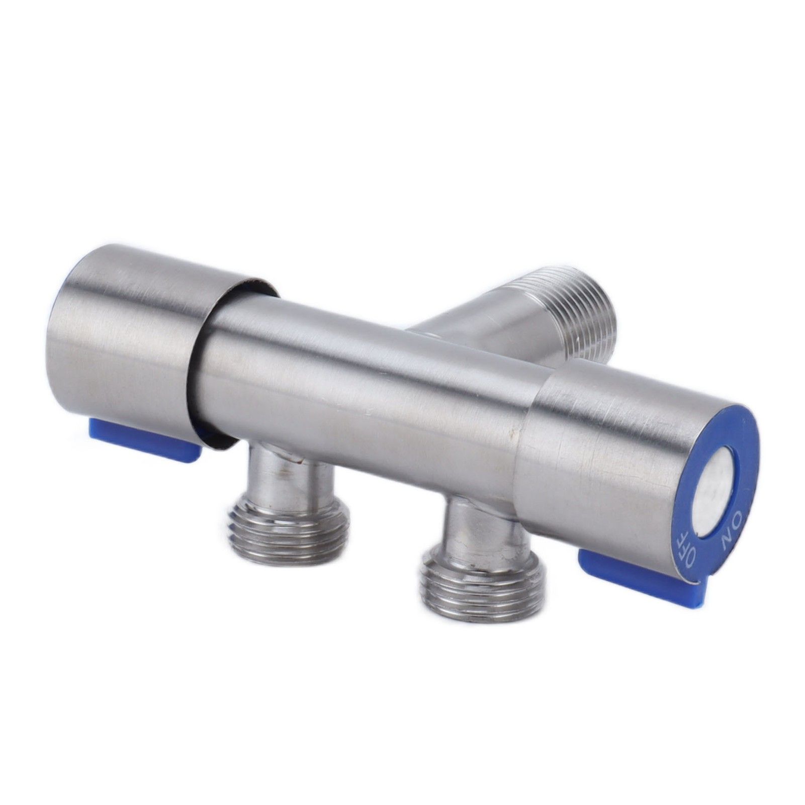G1/2 Stainless Steel 1 Inlet 2 Outlet Angle Valve Double Handle Double Control Cold Water Tap - Image 4