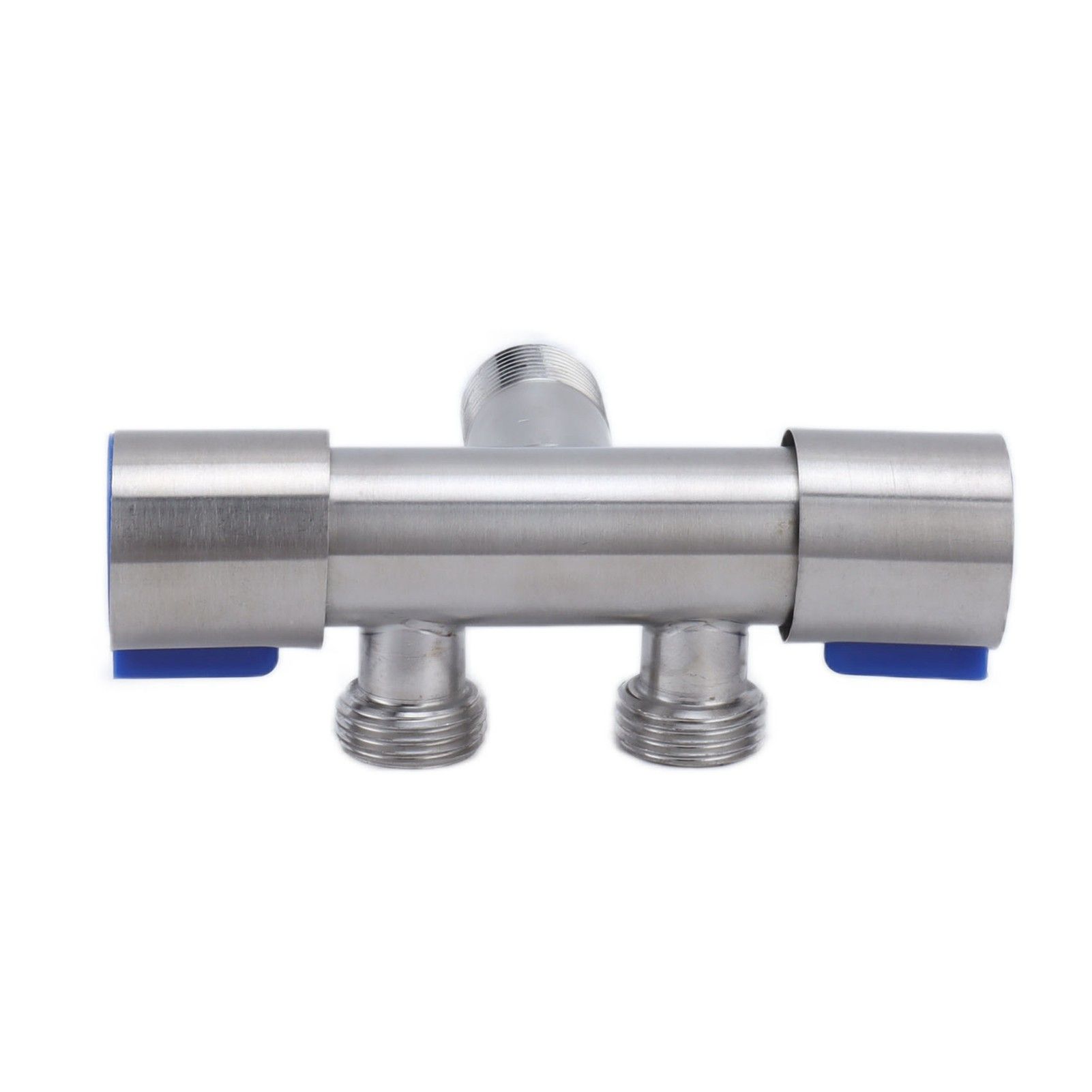 G1/2 Stainless Steel 1 Inlet 2 Outlet Angle Valve Double Handle Double Control Cold Water Tap - Image 5