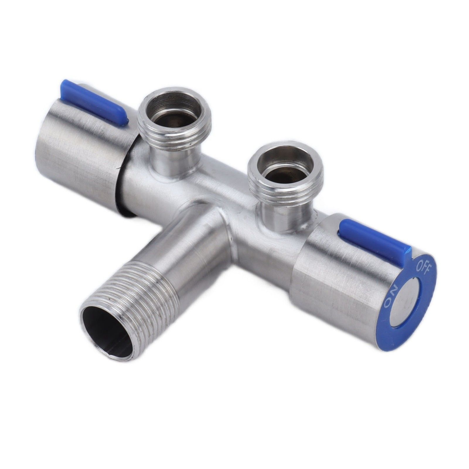G1/2 Stainless Steel 1 Inlet 2 Outlet Angle Valve Double Handle Double Control Cold Water Tap - Image 6