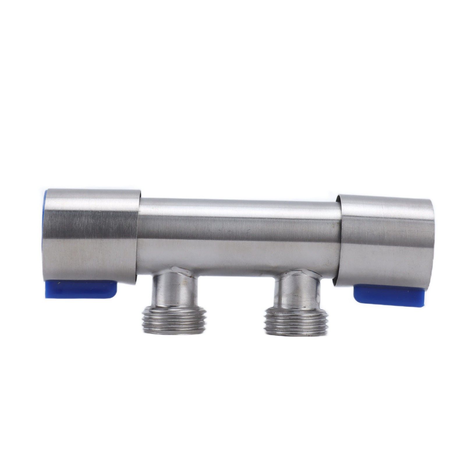 G1/2 Stainless Steel 1 Inlet 2 Outlet Angle Valve Double Handle Double Control Cold Water Tap - Image 7