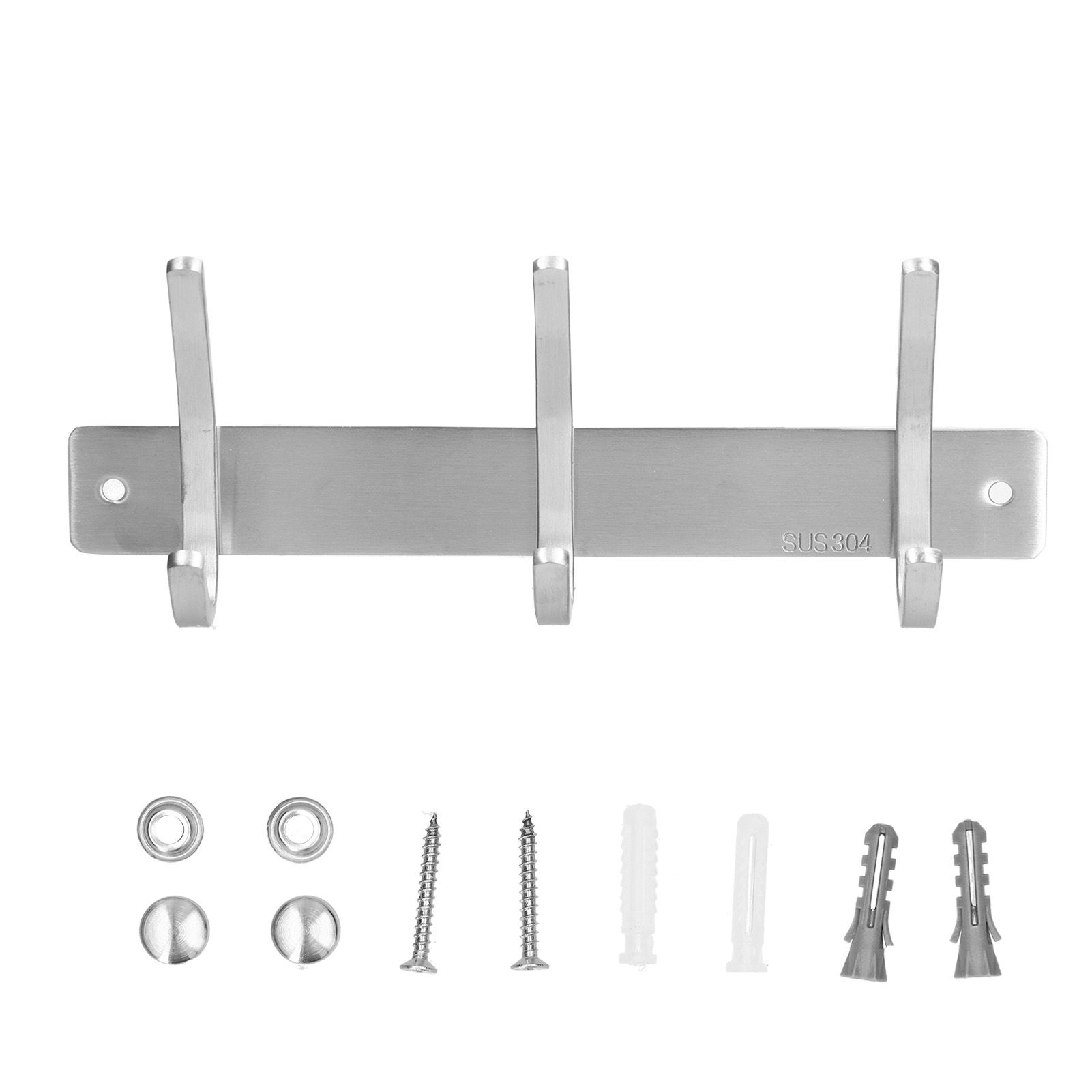 Wall Mounted Kitchen Hanger with 3 Hooks 304 Stainless Steel Punching Cloth Hook for Bathroom - Image 1
